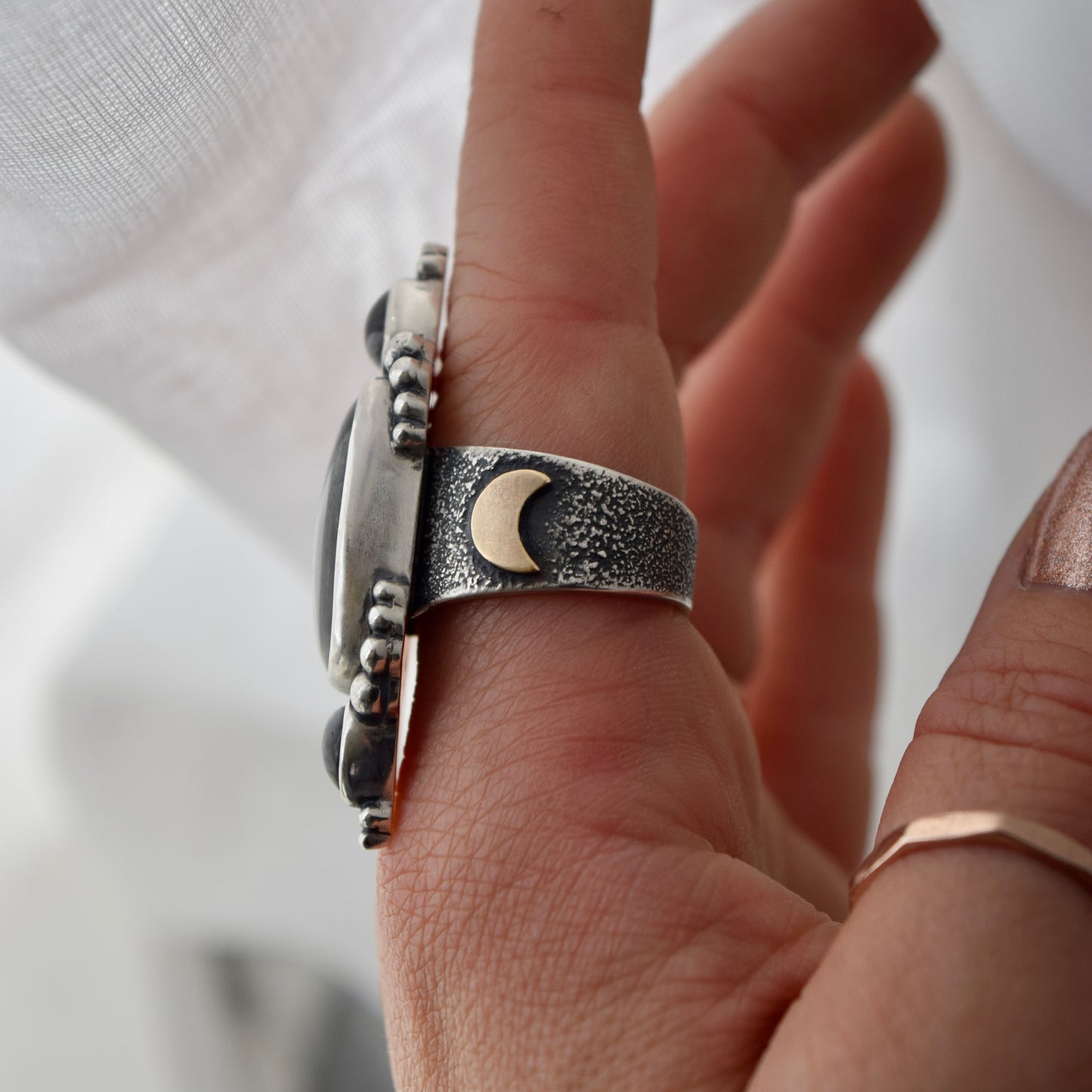 Encased Galaxy Iolite Ring size 8