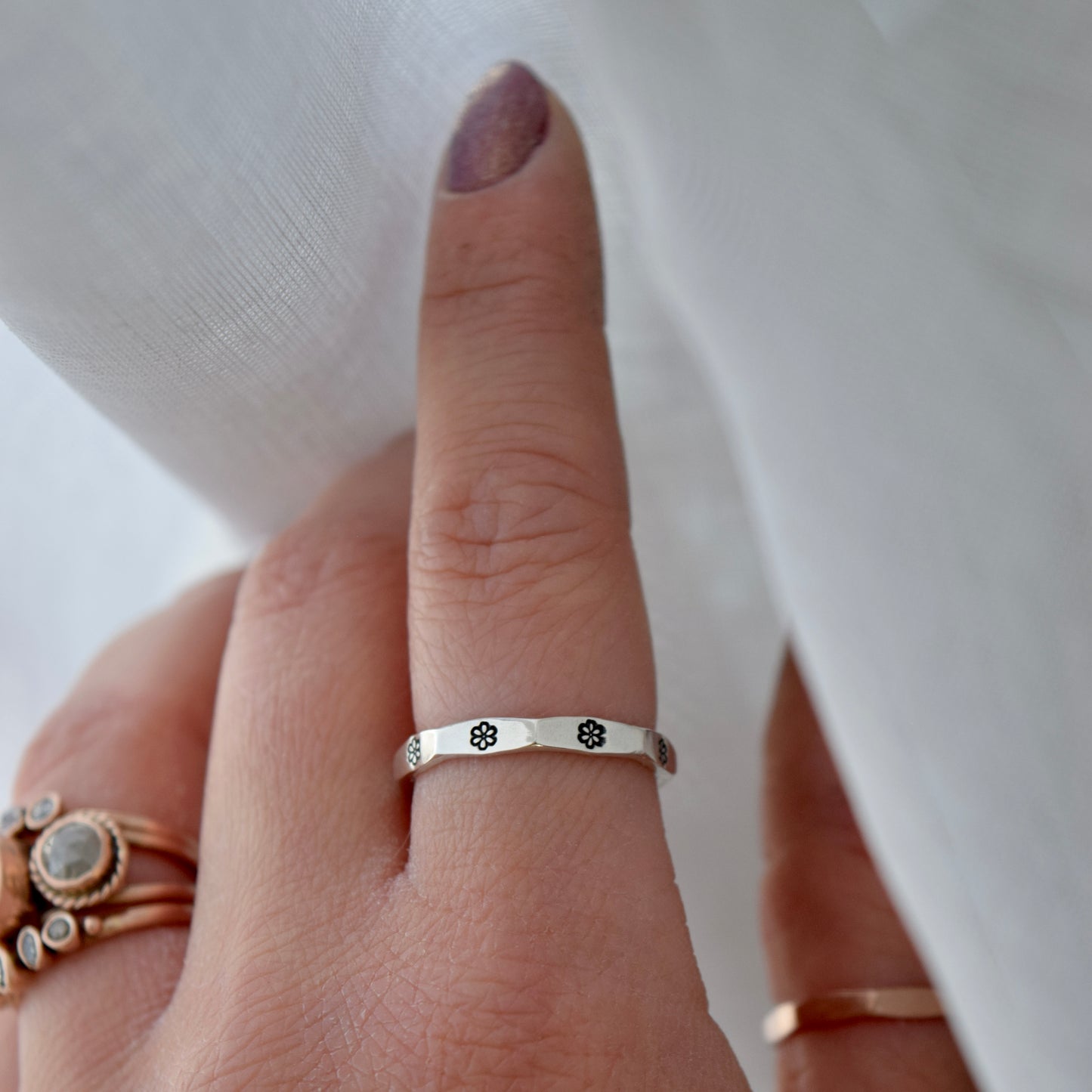 Stamped Flower Ring
