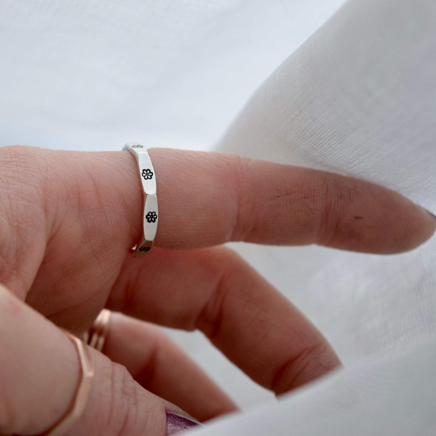 Stamped Flower Ring