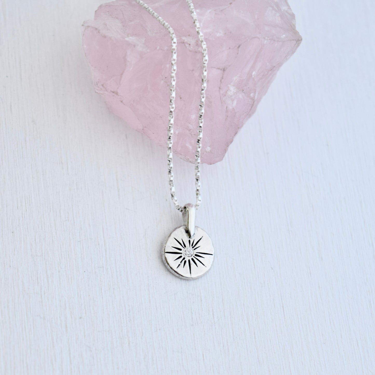 Sun Coin Necklace with .02c Diamond