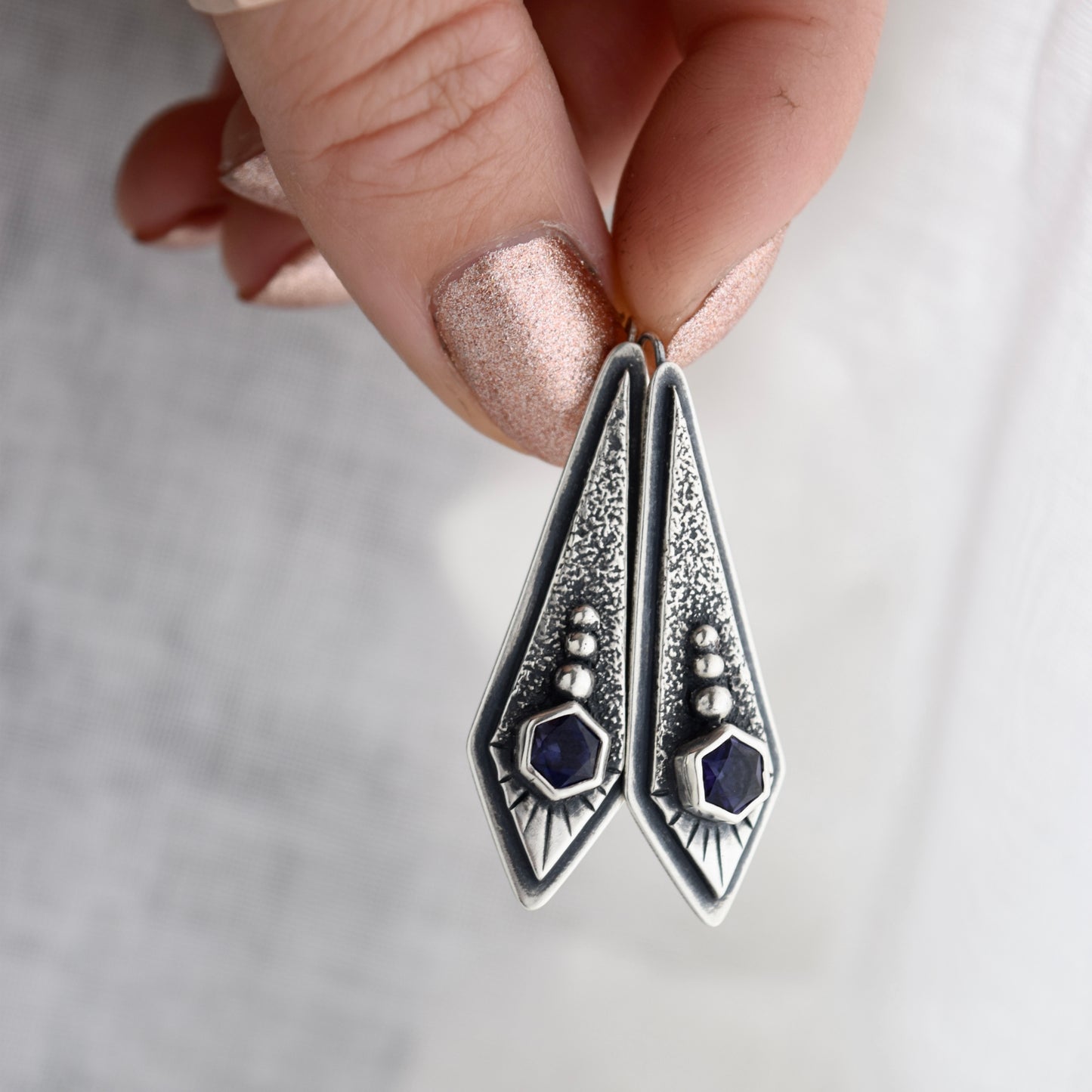 The Fallen Star Earrings with Iolite
