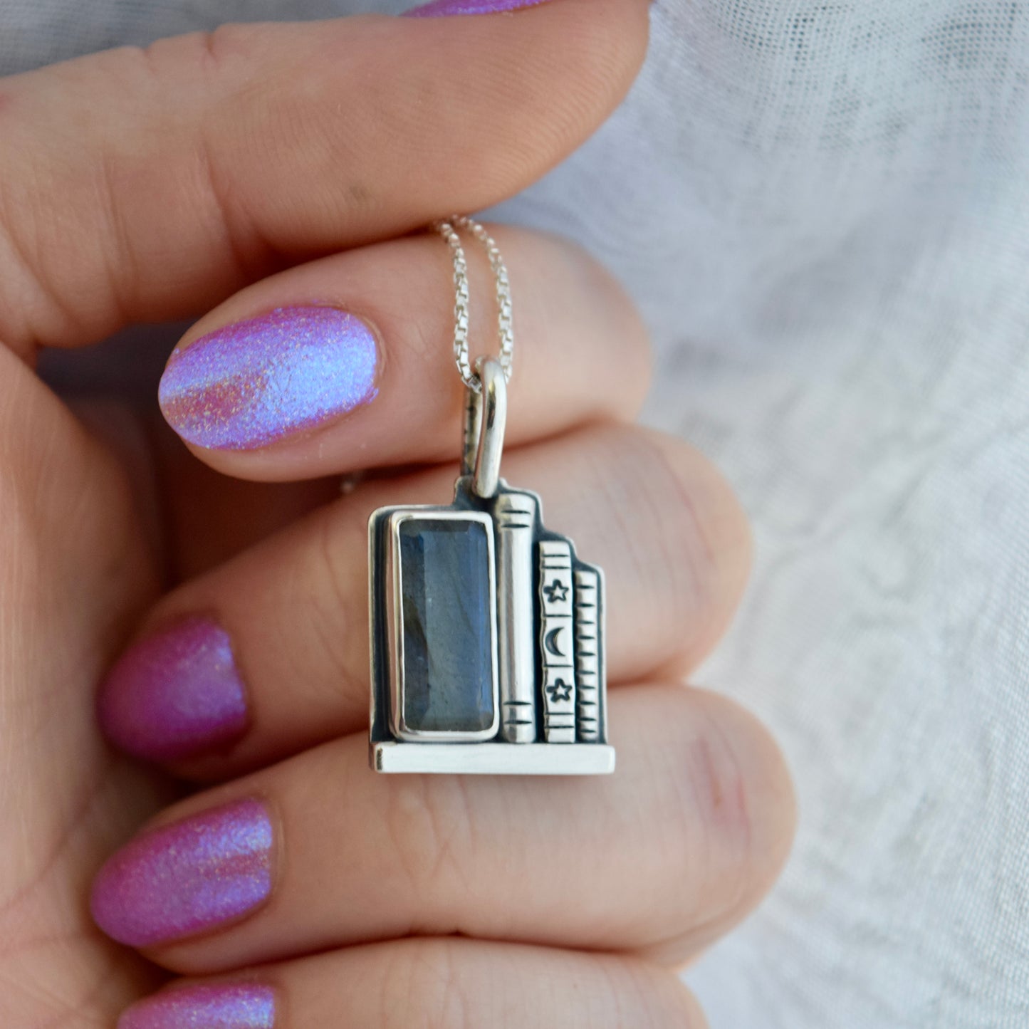 Bookshelf Necklace with Labradorite