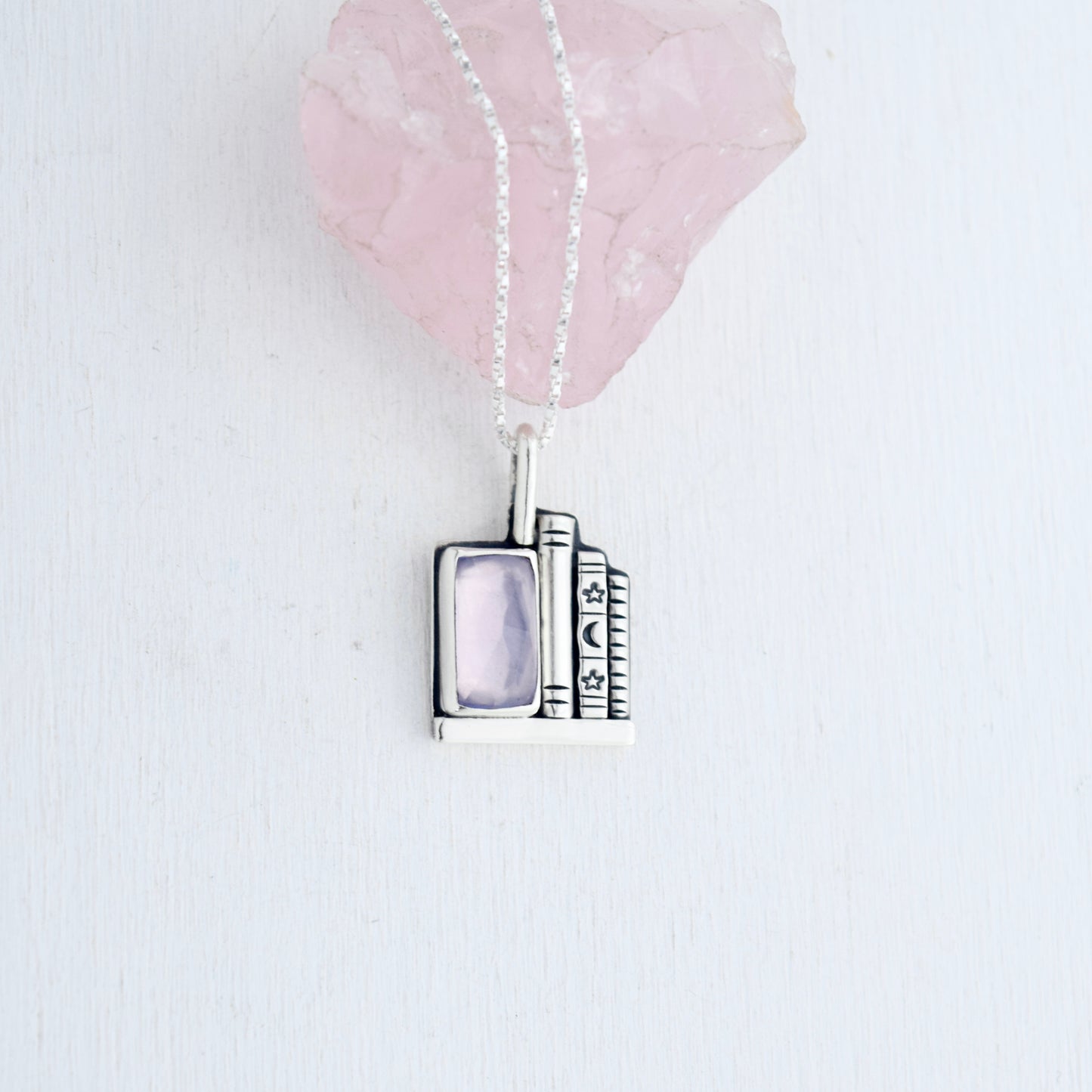 Bookshelf Necklace with Lavender Quartz