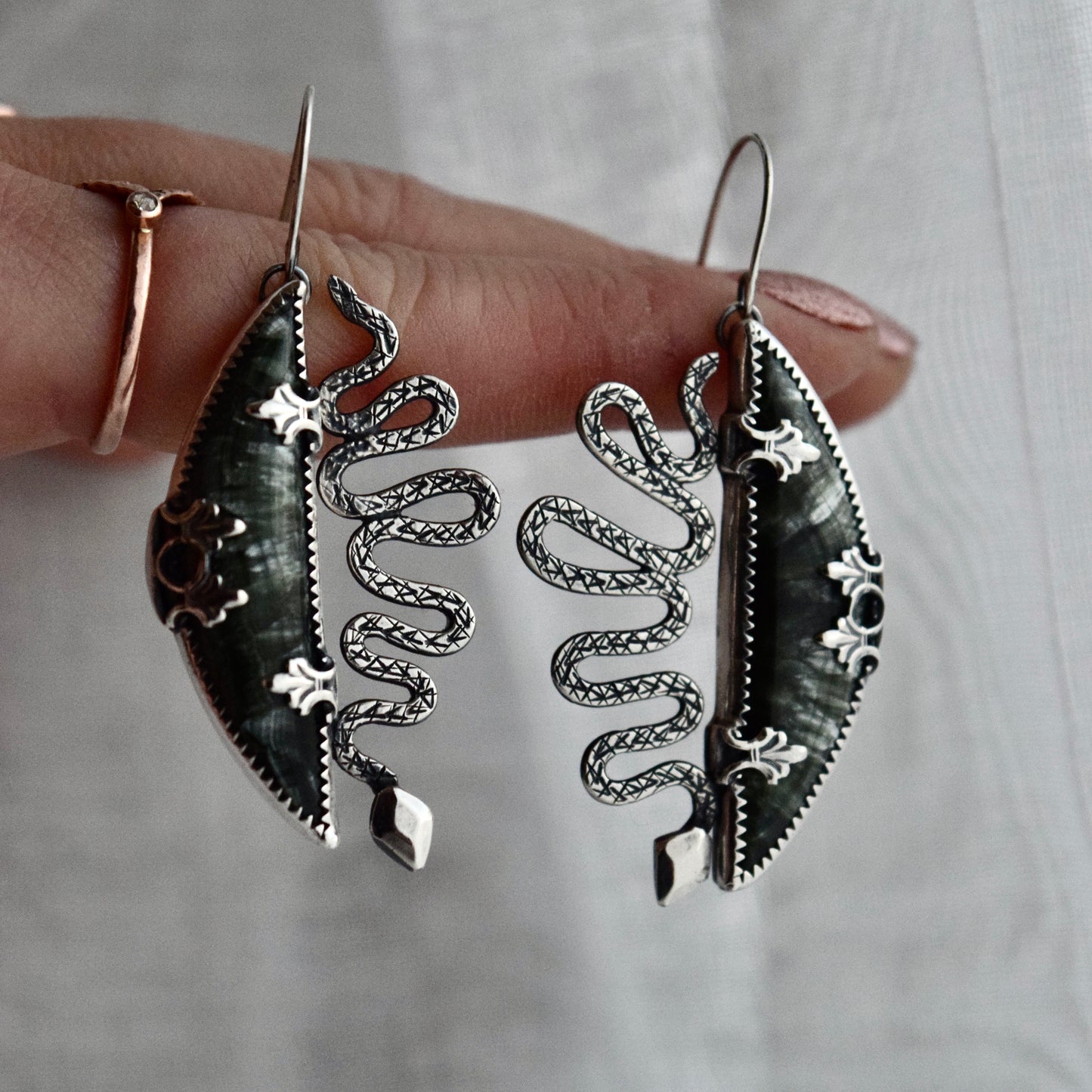 The Serpent House Statement Earrings with Seraphinite