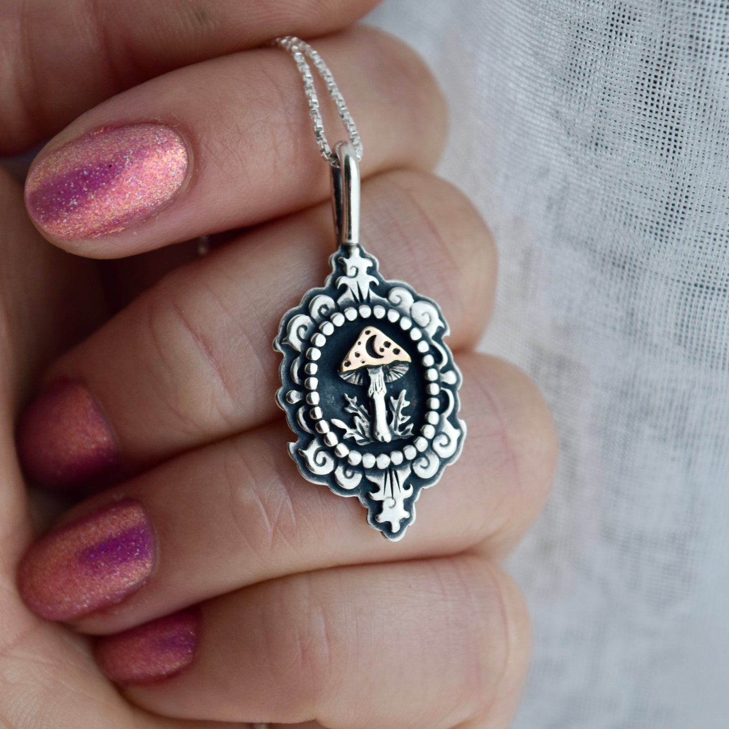 Mushroom Cameo with Rose Gold Fill