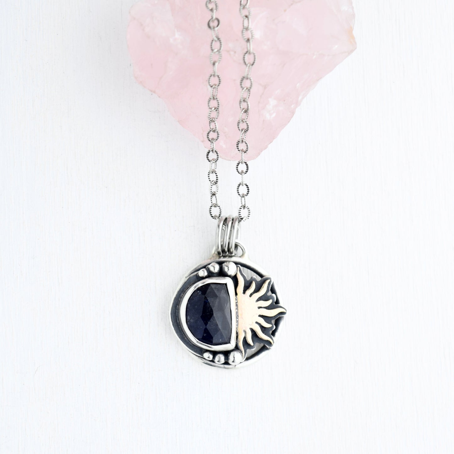 Sunrise Necklace with Iolite and Gold Fill