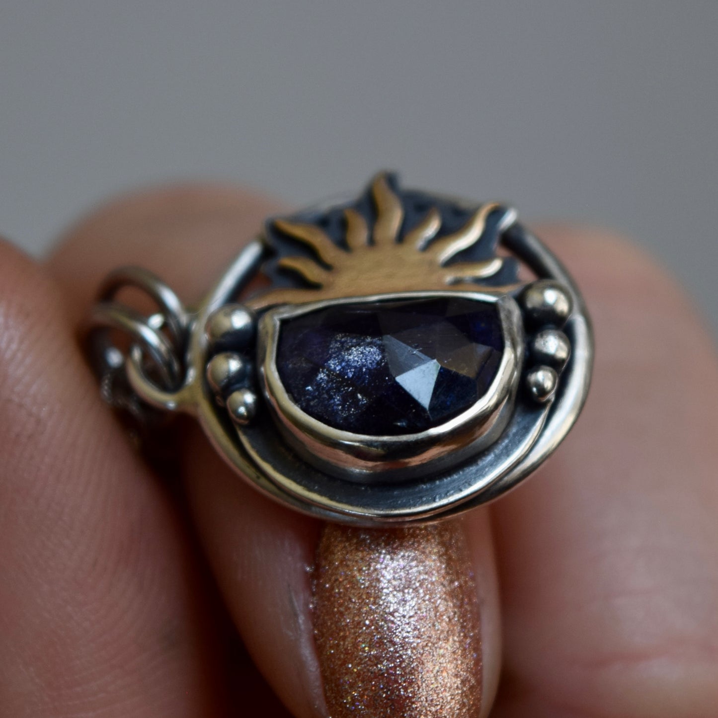 Sunrise Necklace with Iolite and Gold Fill