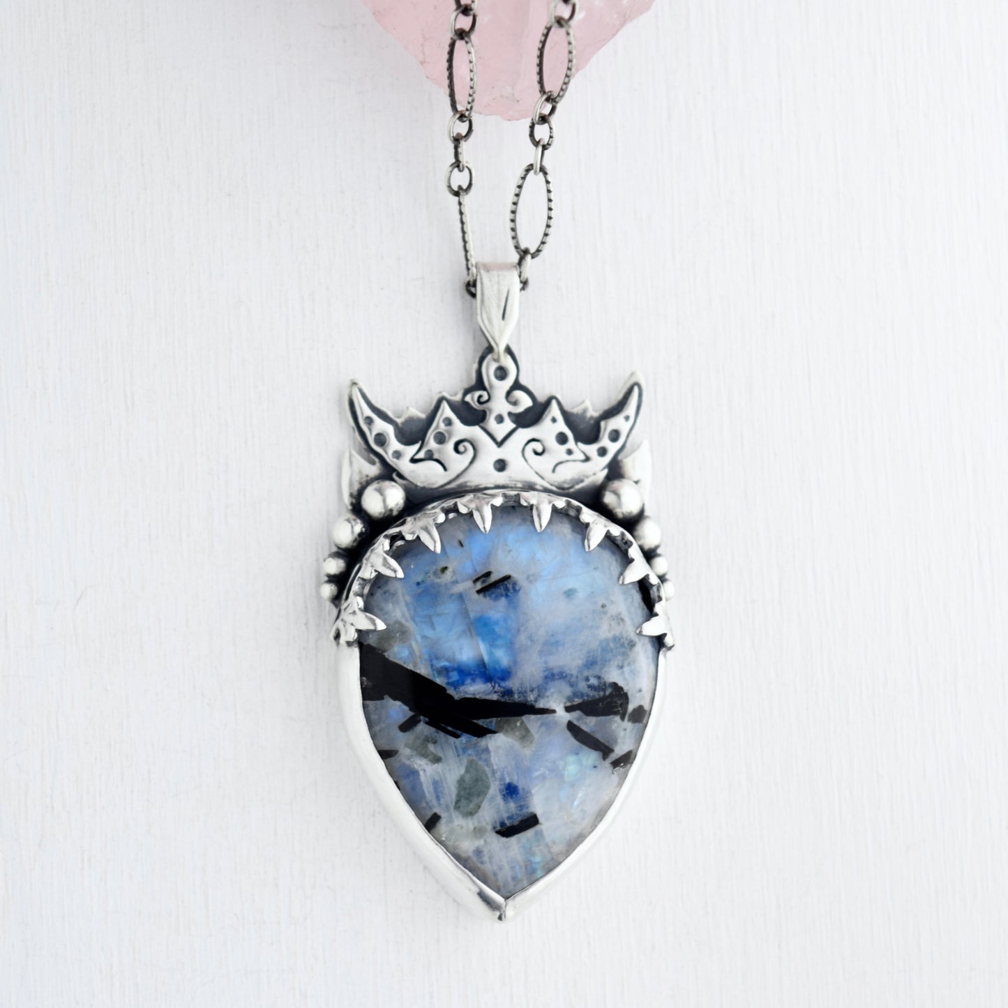 Alien Queen Necklace with Rainbow Moonstone