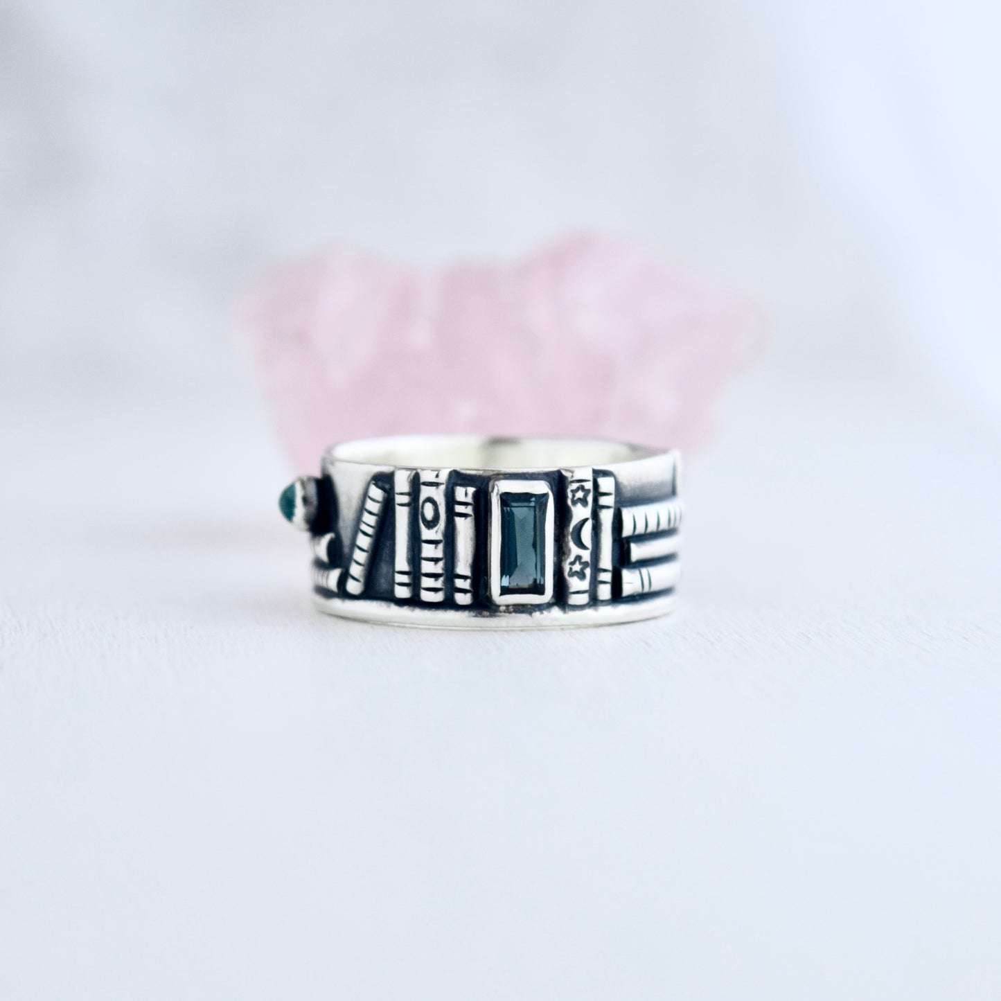 Bookshelf Ring Band with Blue Topaz Size 9