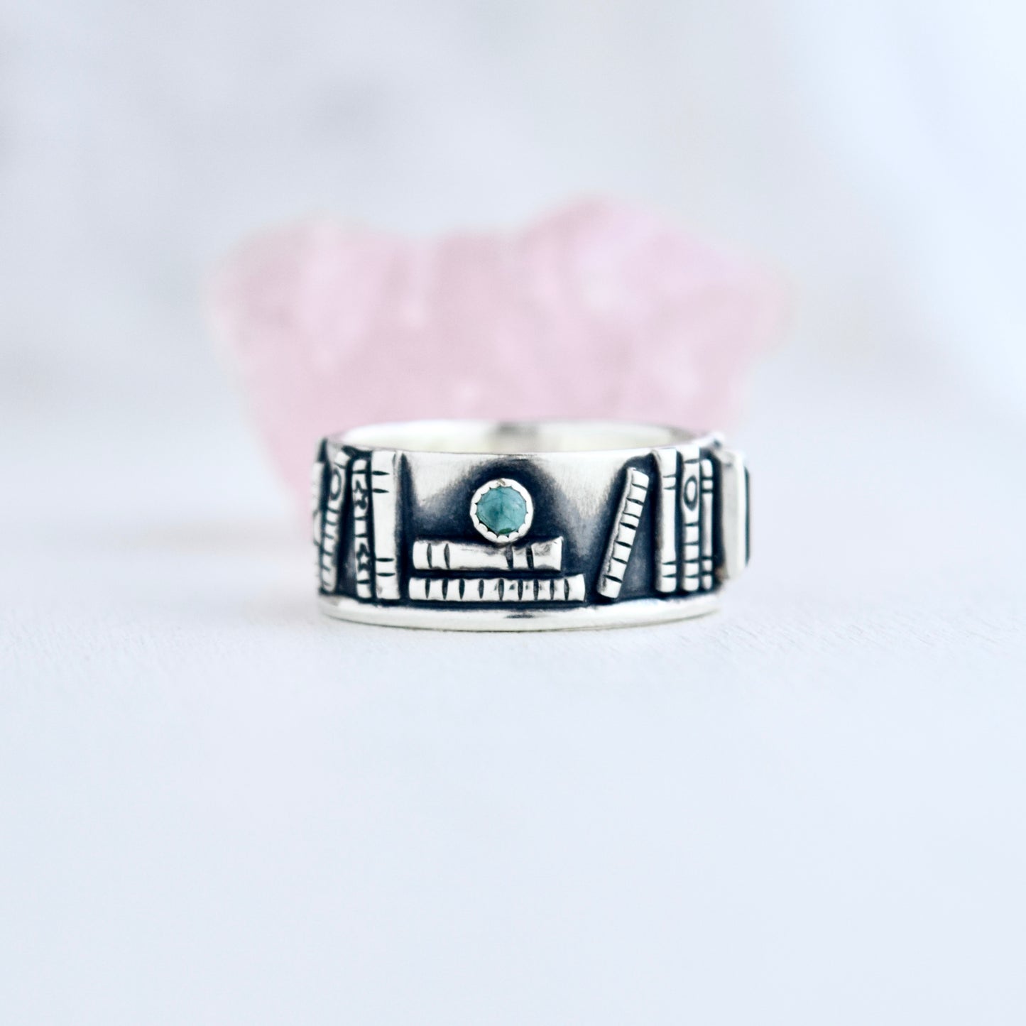 Bookshelf Ring Band with Blue Topaz Size 9