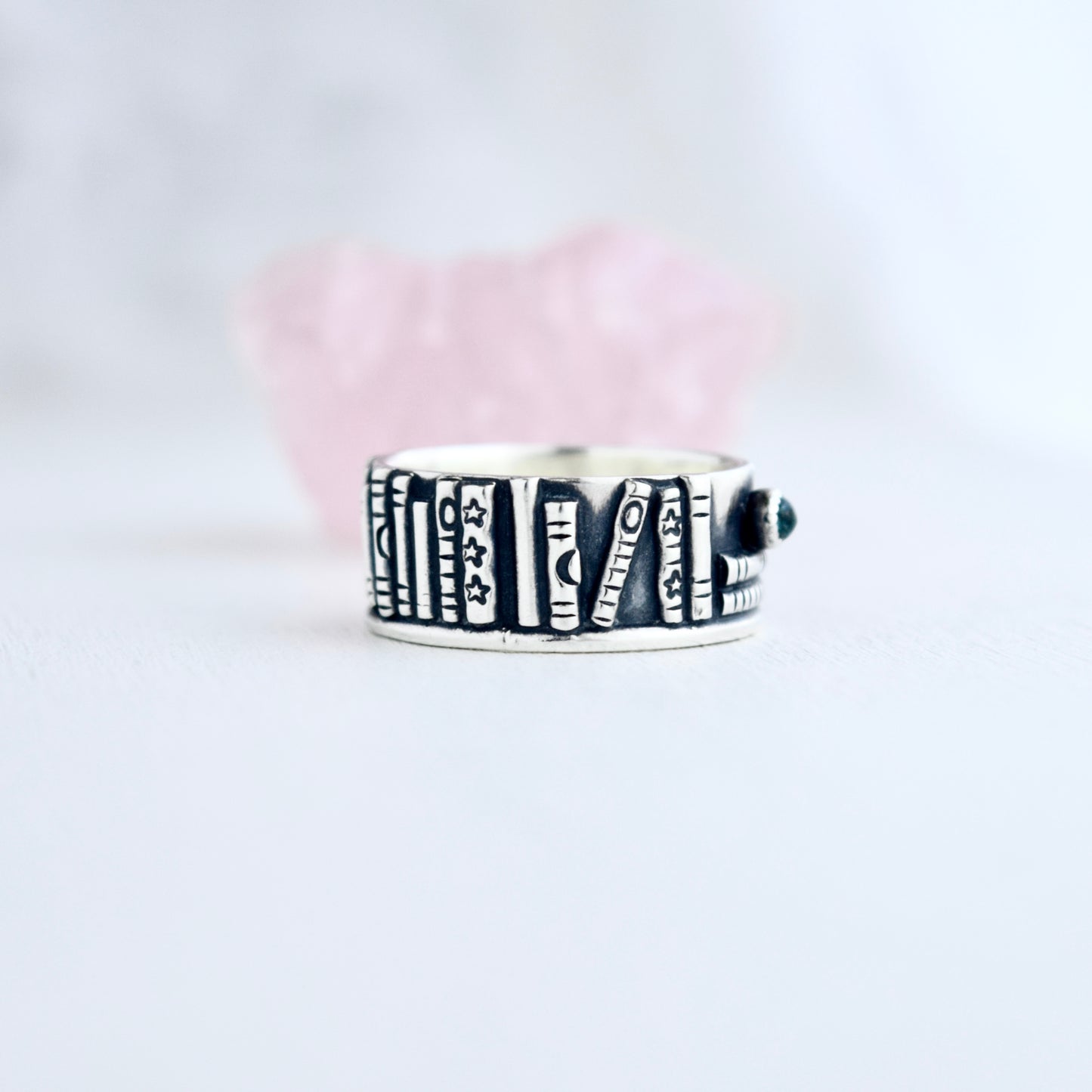 Bookshelf Ring Band with Blue Topaz Size 9