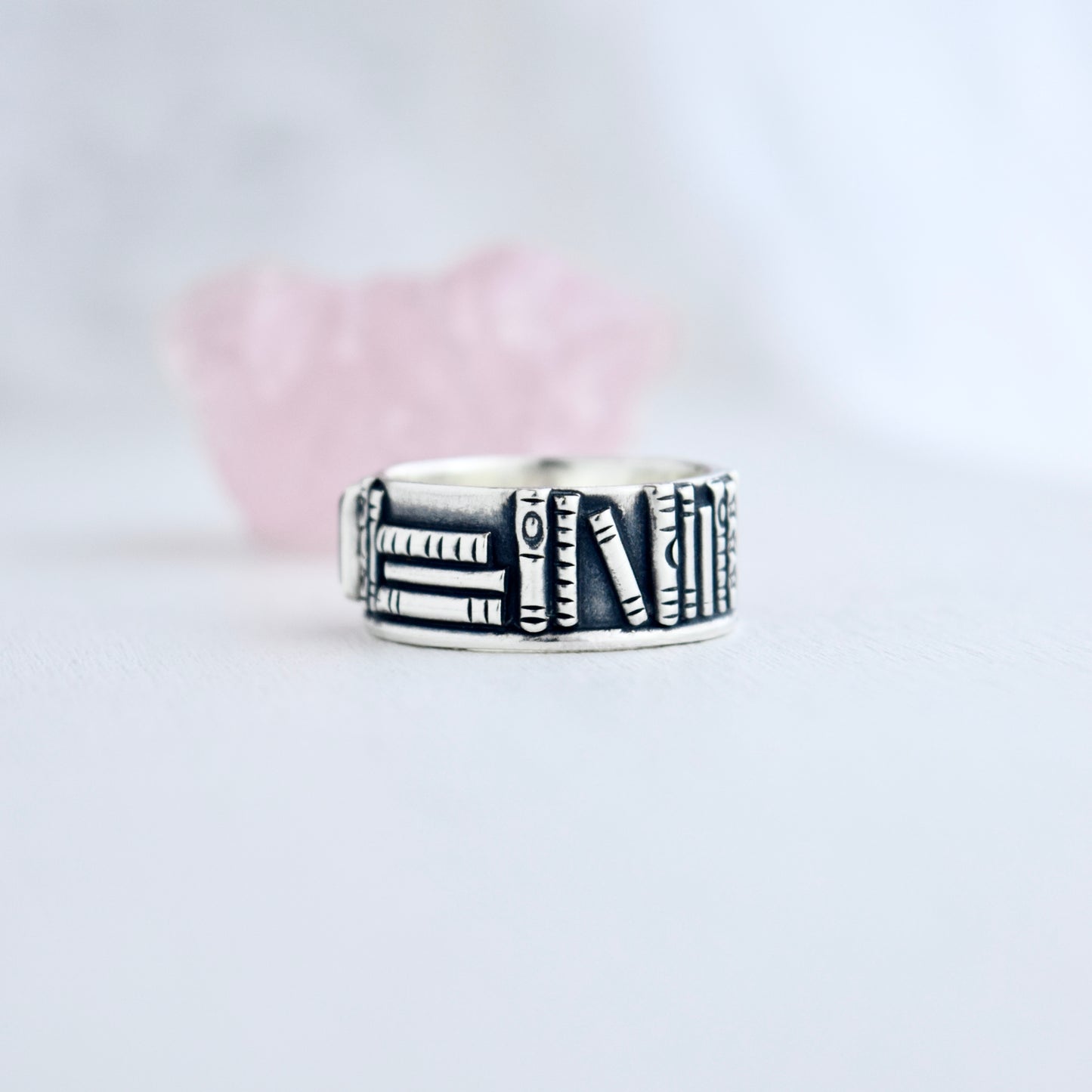 Bookshelf Ring Band with Blue Topaz Size 9