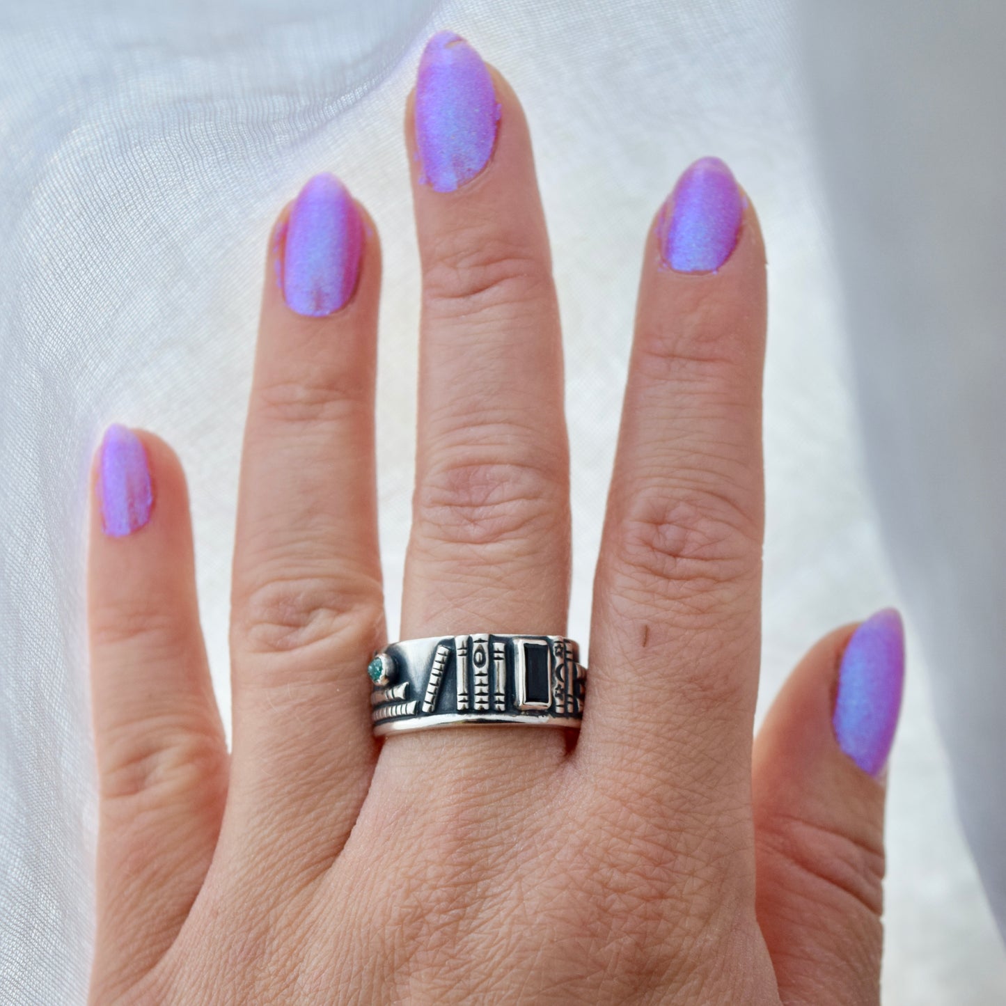 Bookshelf Ring Band with Blue Topaz Size 9