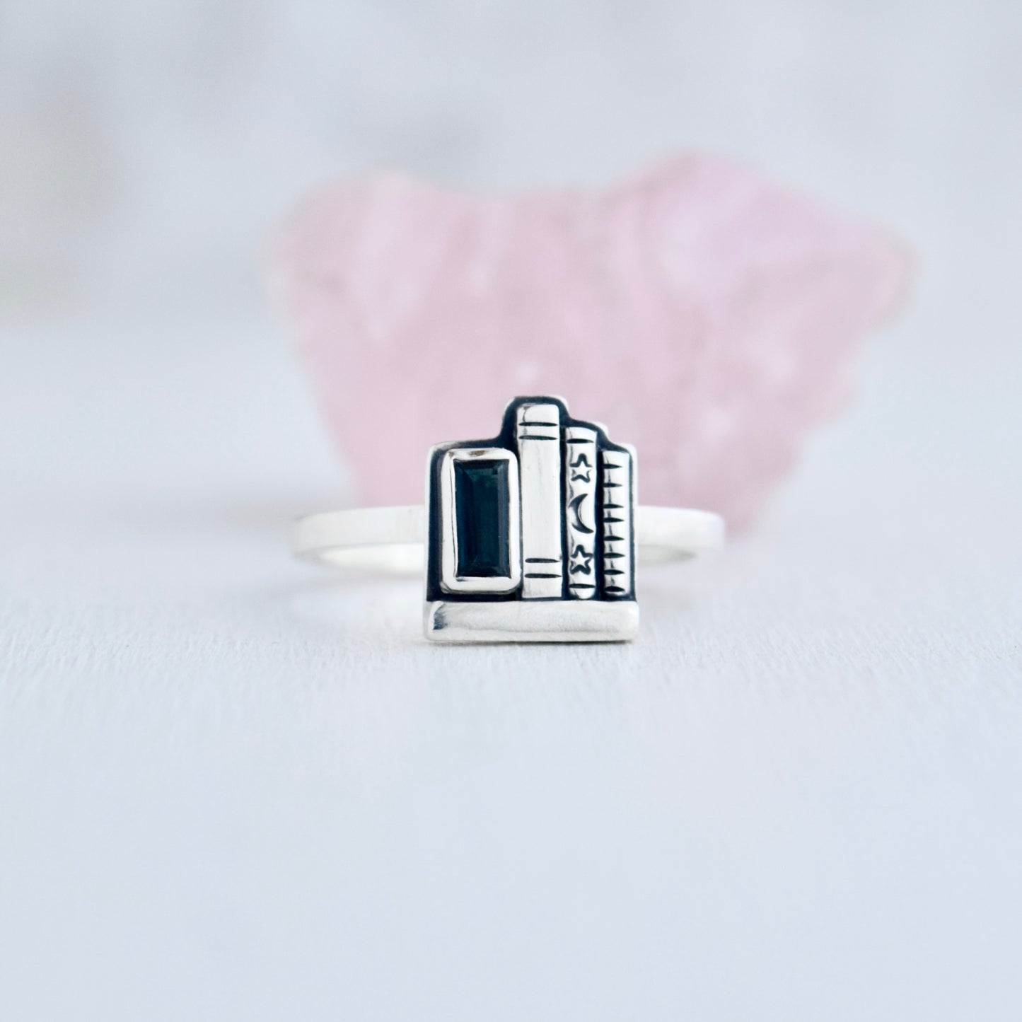 Mini Bookshelf Ring with Blue Topaz Size 10