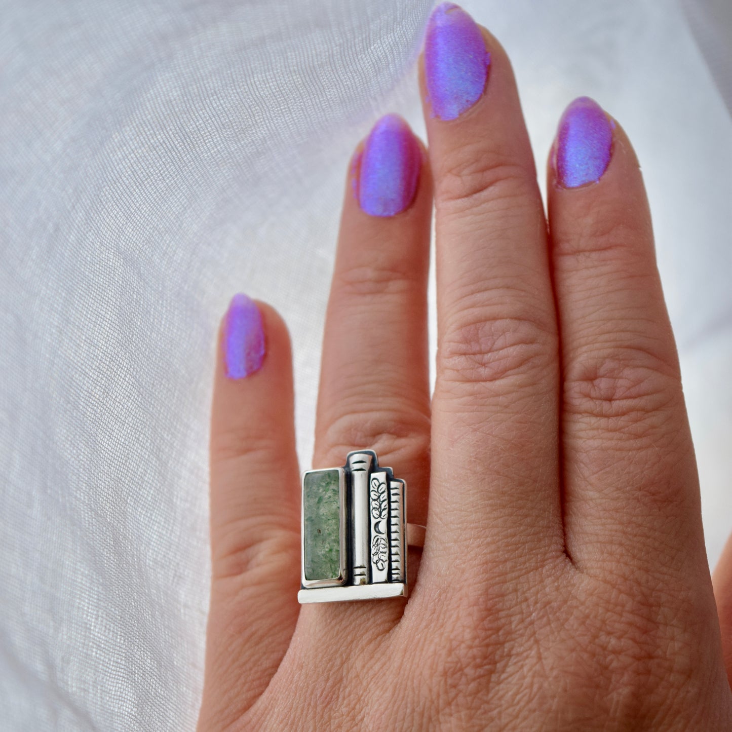 Bookshelf Ring with Green Aventurine size 5