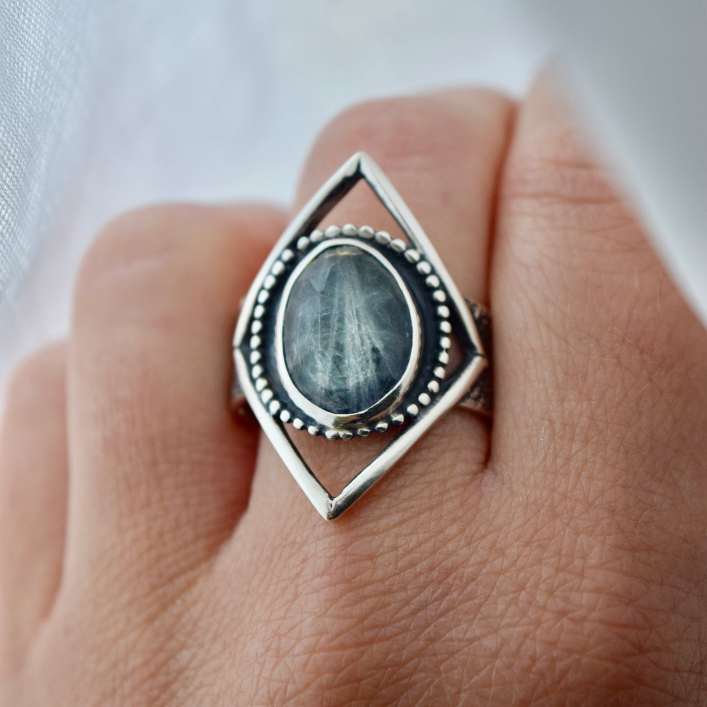 Eye of the Storm Ring with Kintsugi Repaired Duo Chromatic Tanzanite Size 10.5