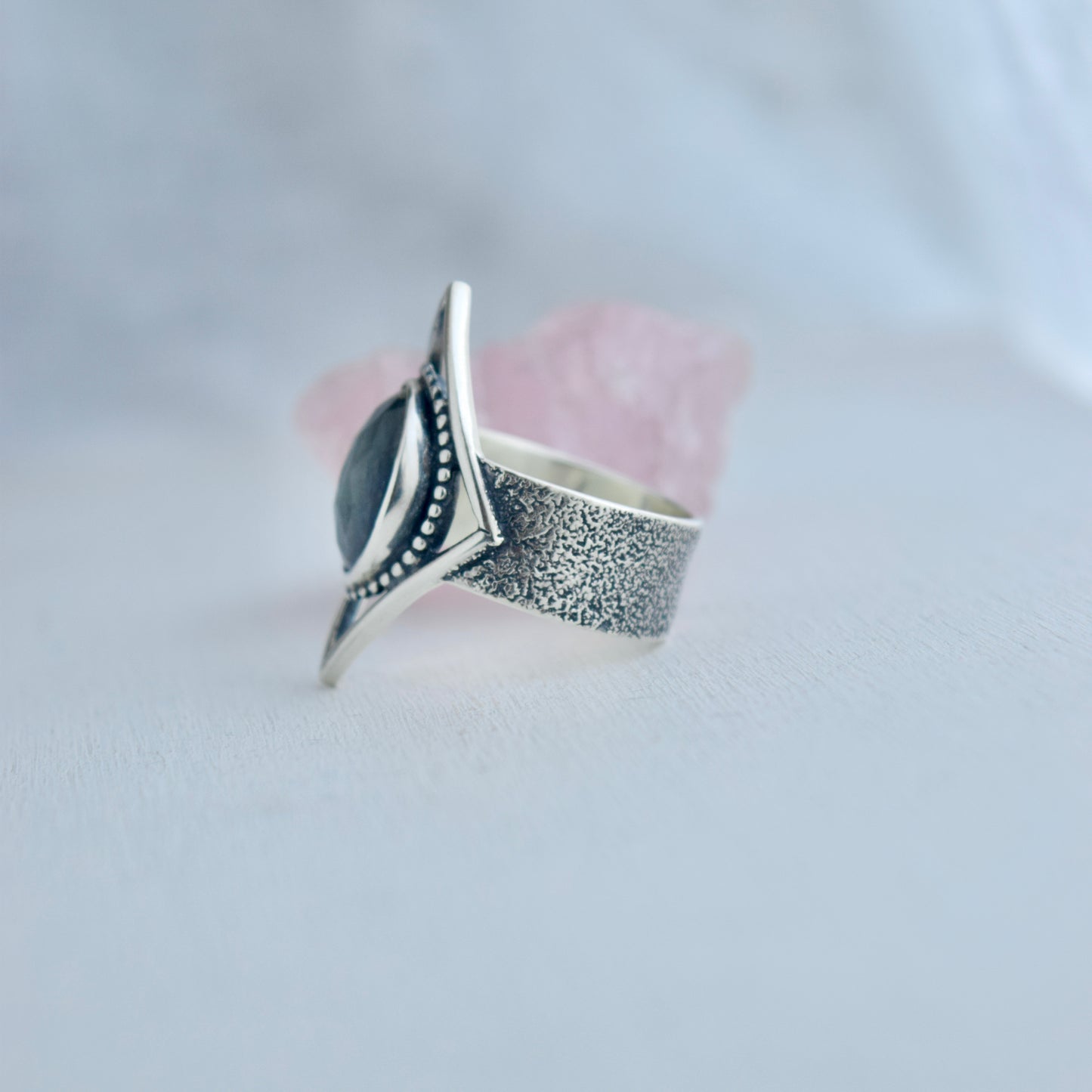 Eye of the Storm Ring with Kintsugi Repaired Duo Chromatic Tanzanite Size 10.5