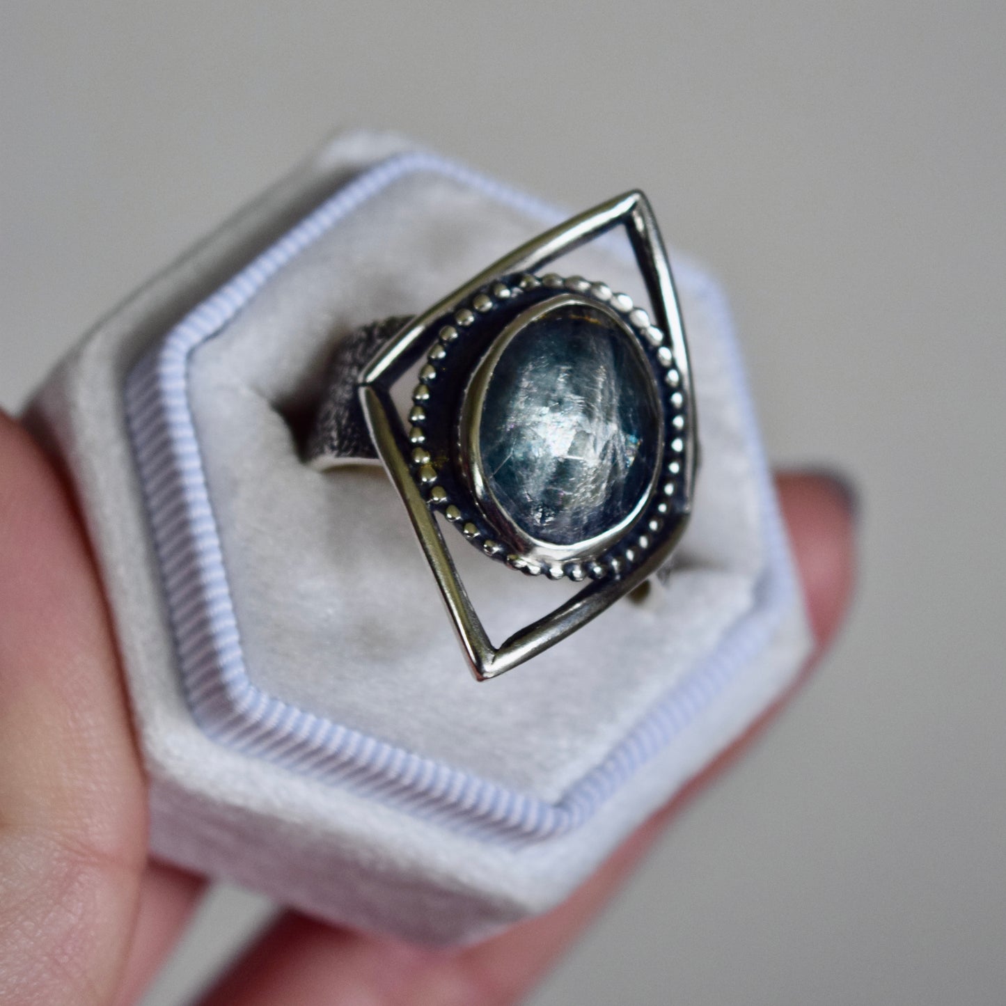 Eye of the Storm Ring with Kintsugi Repaired Duo Chromatic Tanzanite Size 10.5