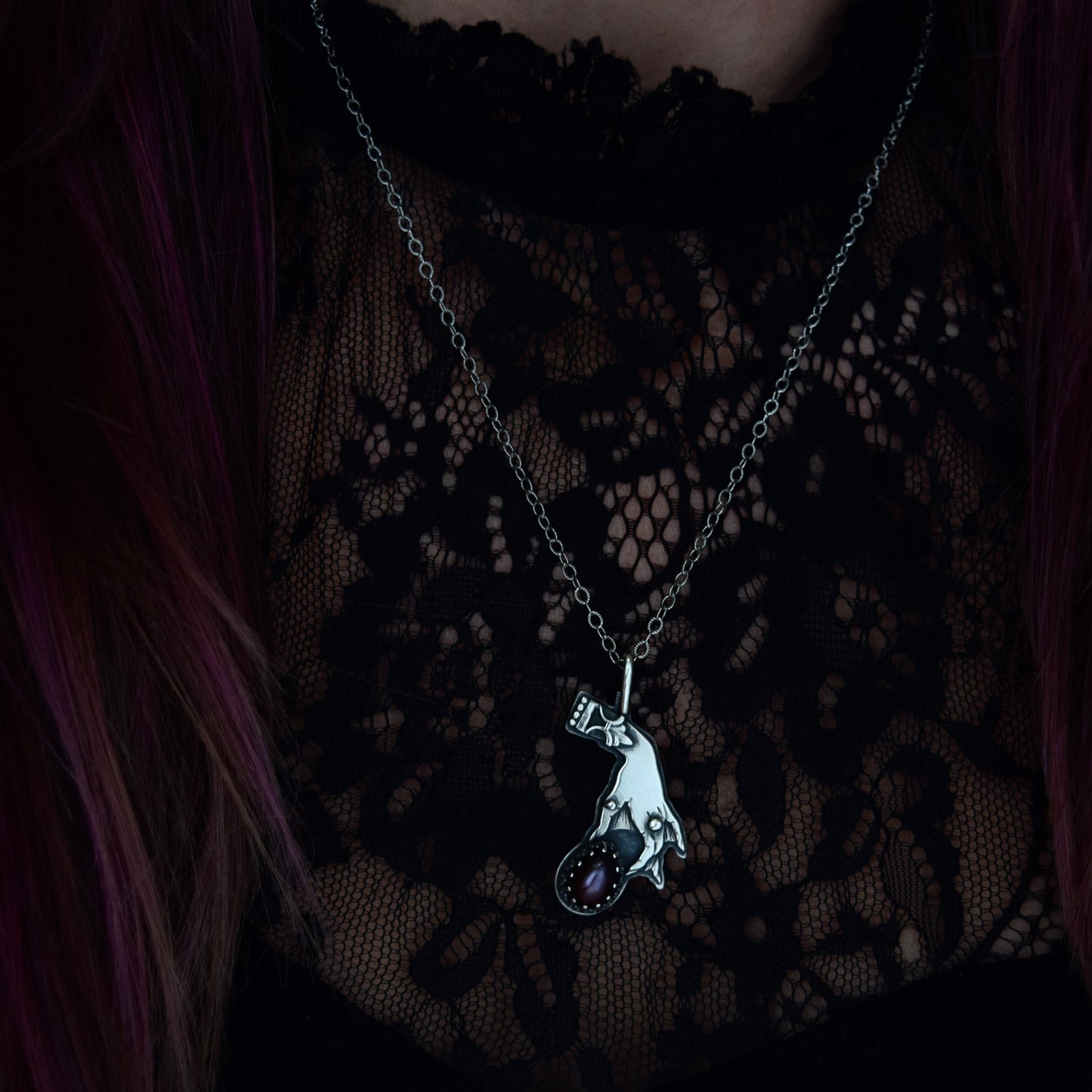 Siren Treasure Necklace with Black Freshwater Pearl