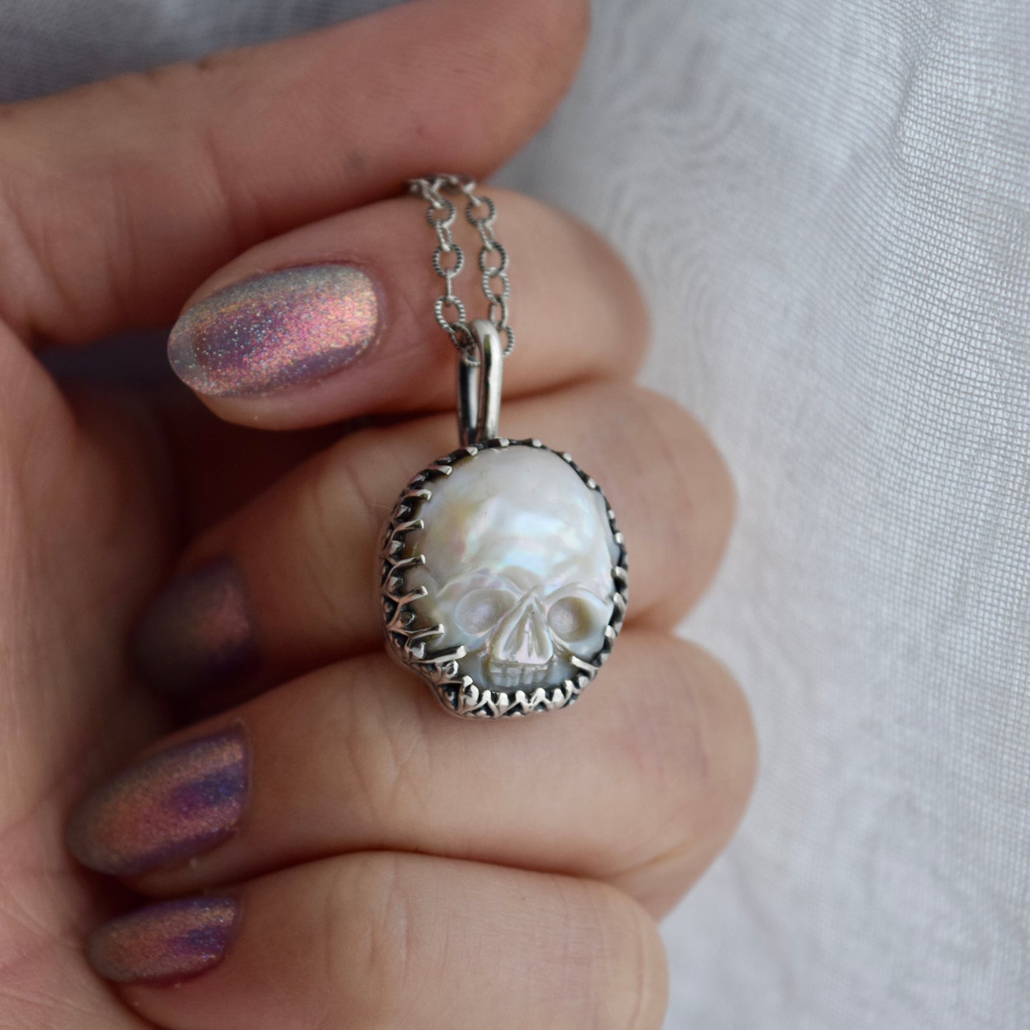 Carved Freshwater Pearl Necklace
