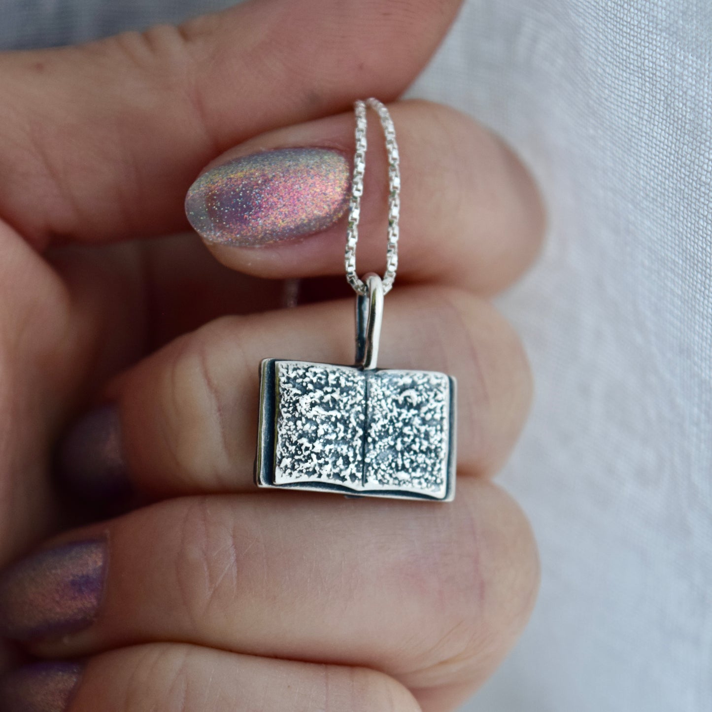 Double Sided Open Book Necklace