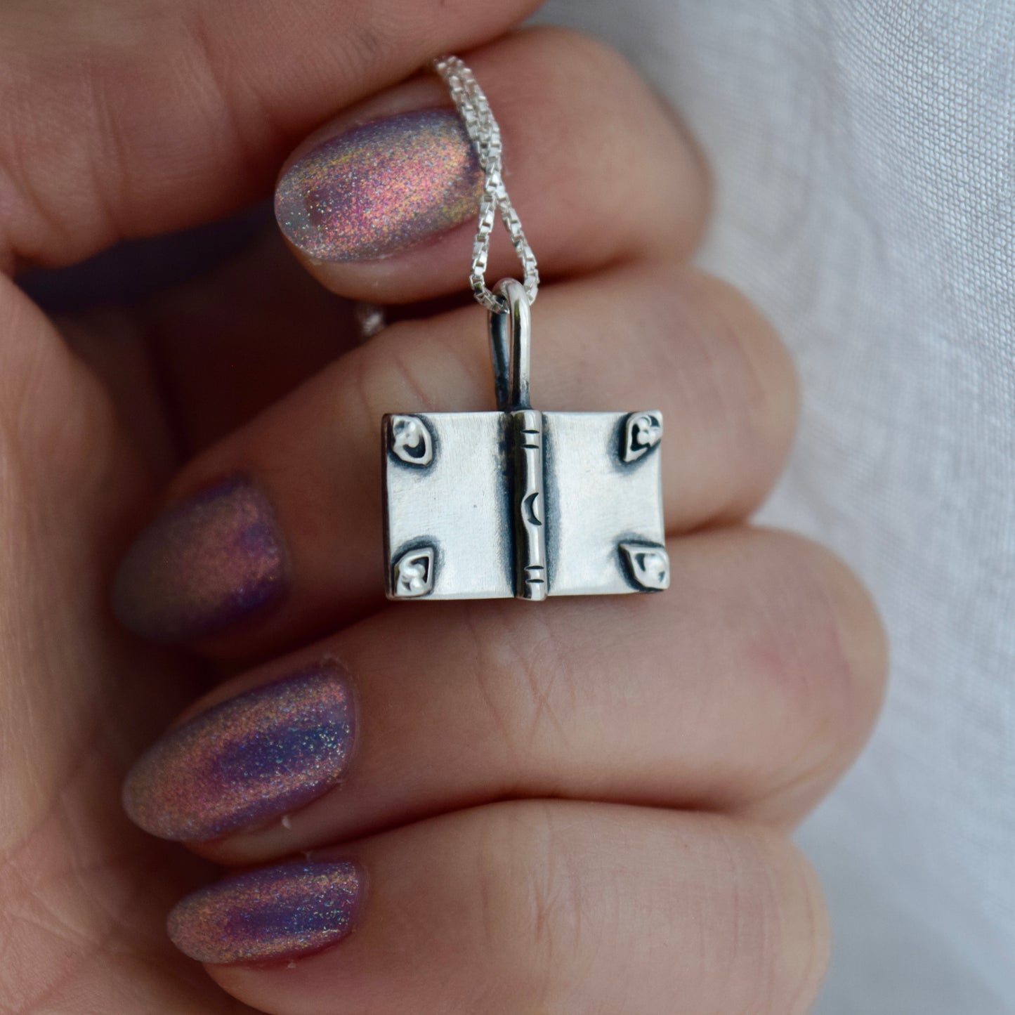 Double Sided Open Book Necklace