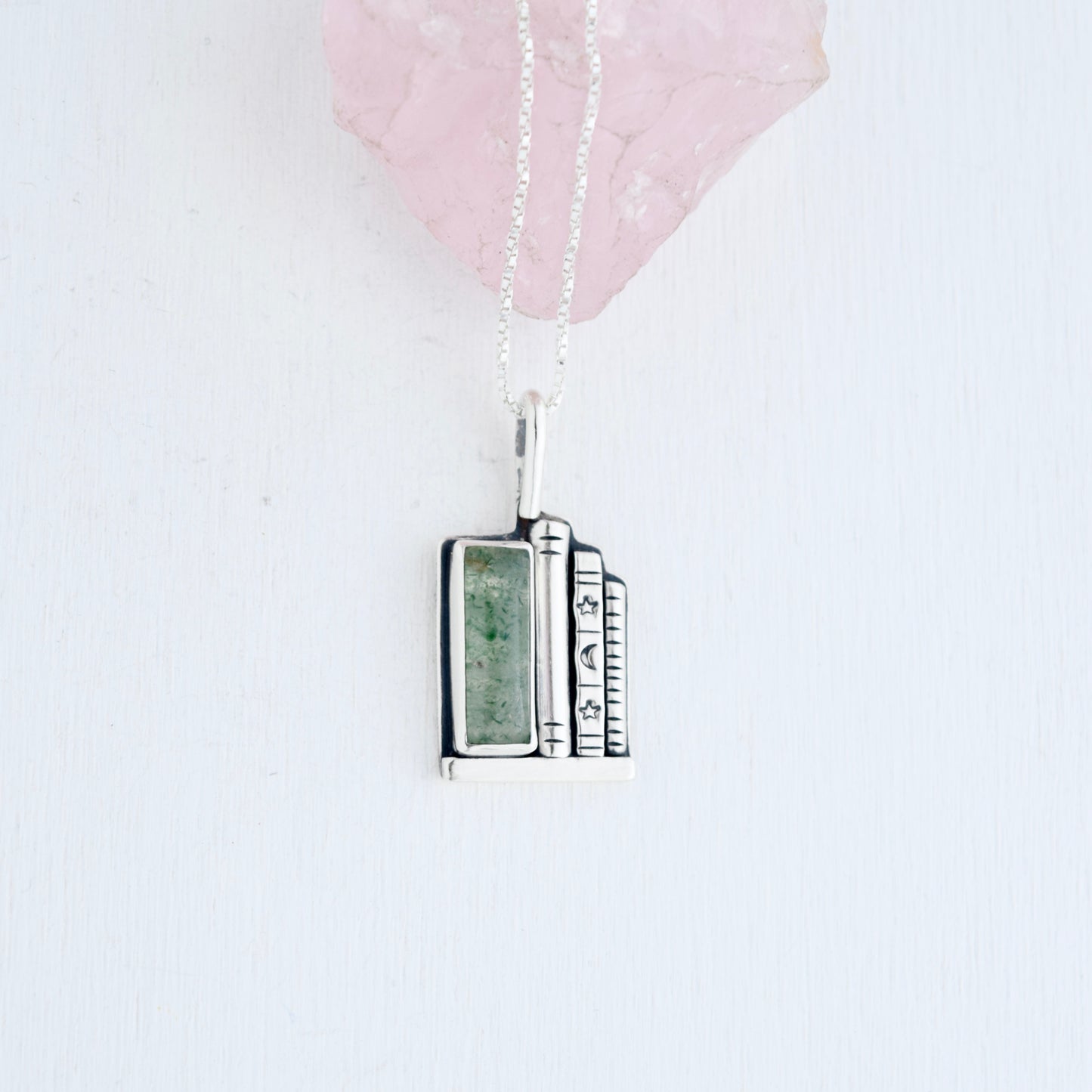 Bookshelf Necklace with Green Aventurine