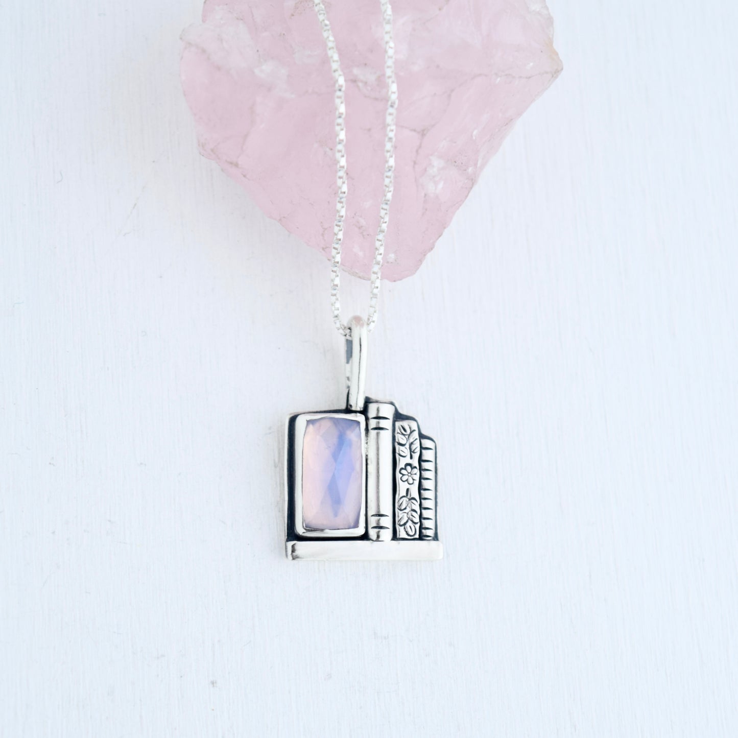 Bookshelf Necklace with Lavender Quartz