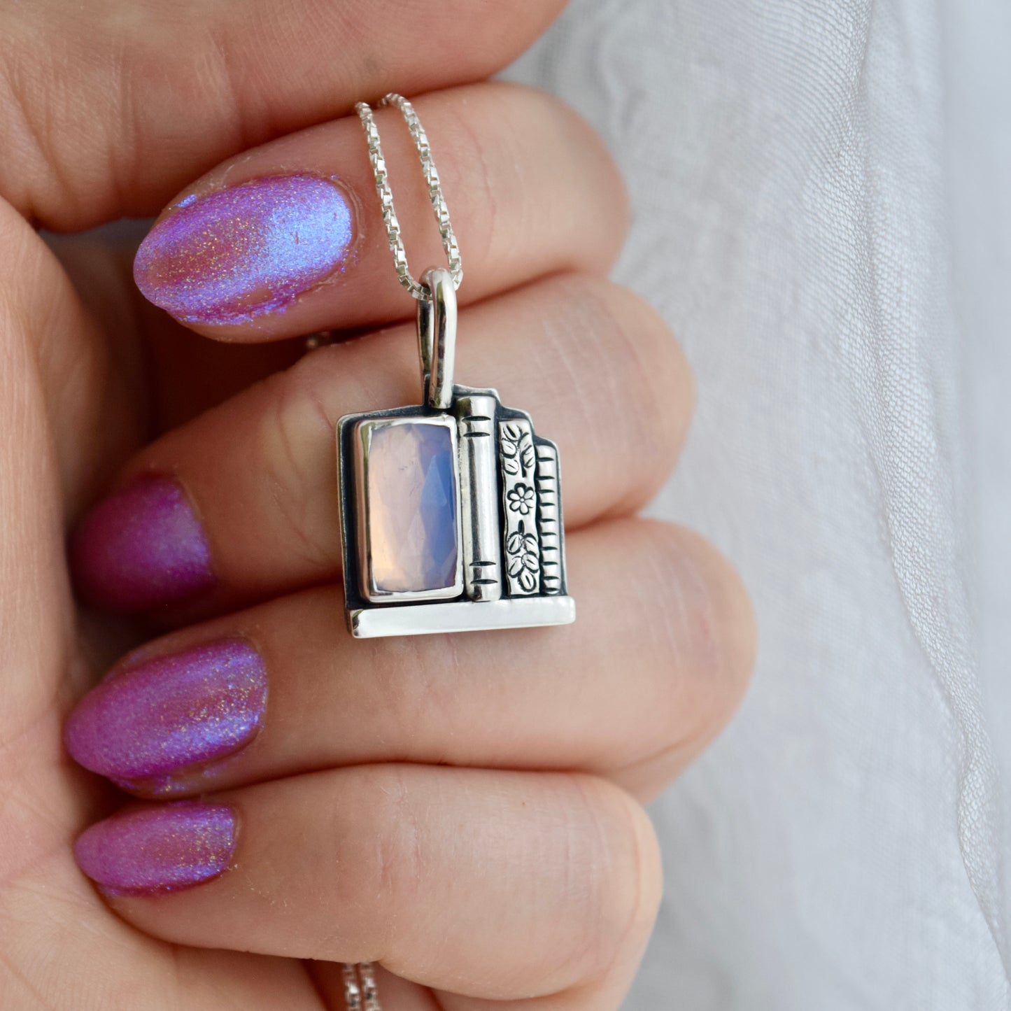Bookshelf Necklace with Lavender Quartz