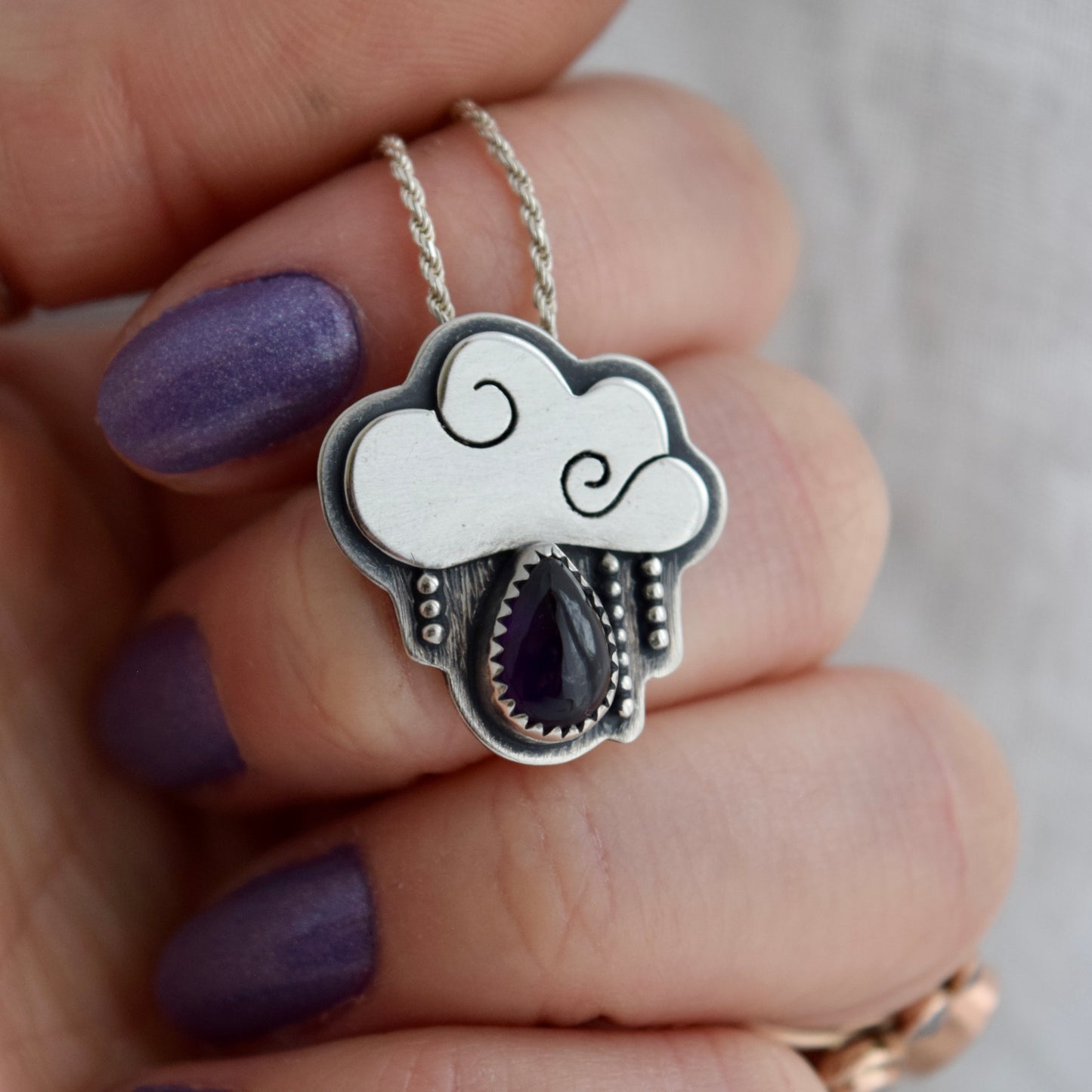 Little Dark Cloud Necklace with Amethyst