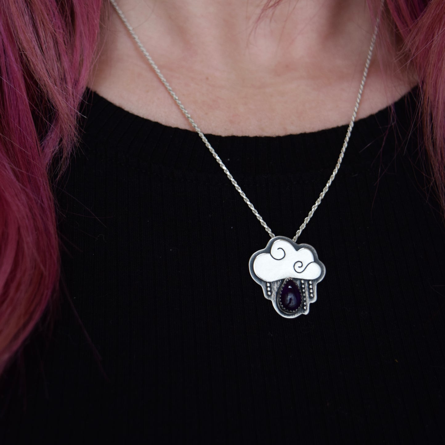 Little Dark Cloud Necklace with Amethyst