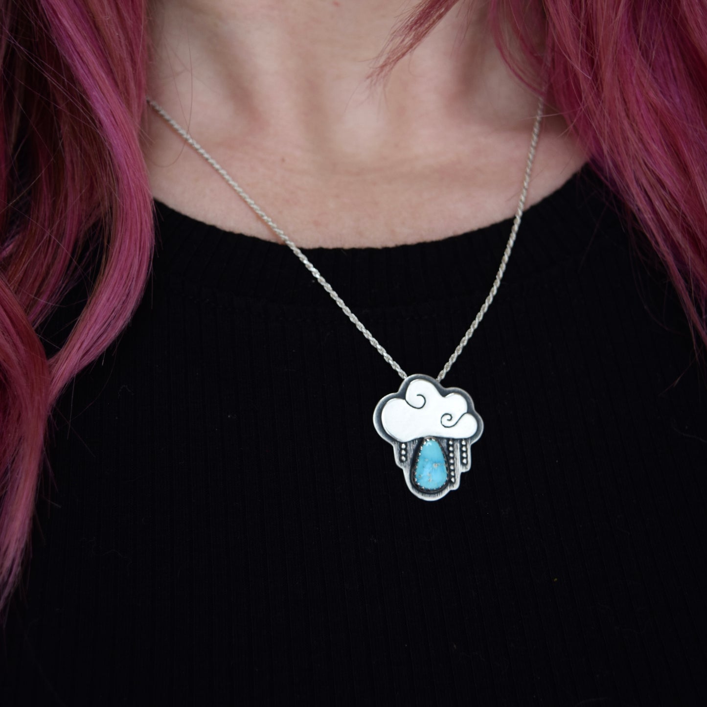Little Dark Cloud Necklace with White Water Turquoise with Pyrite inclusions