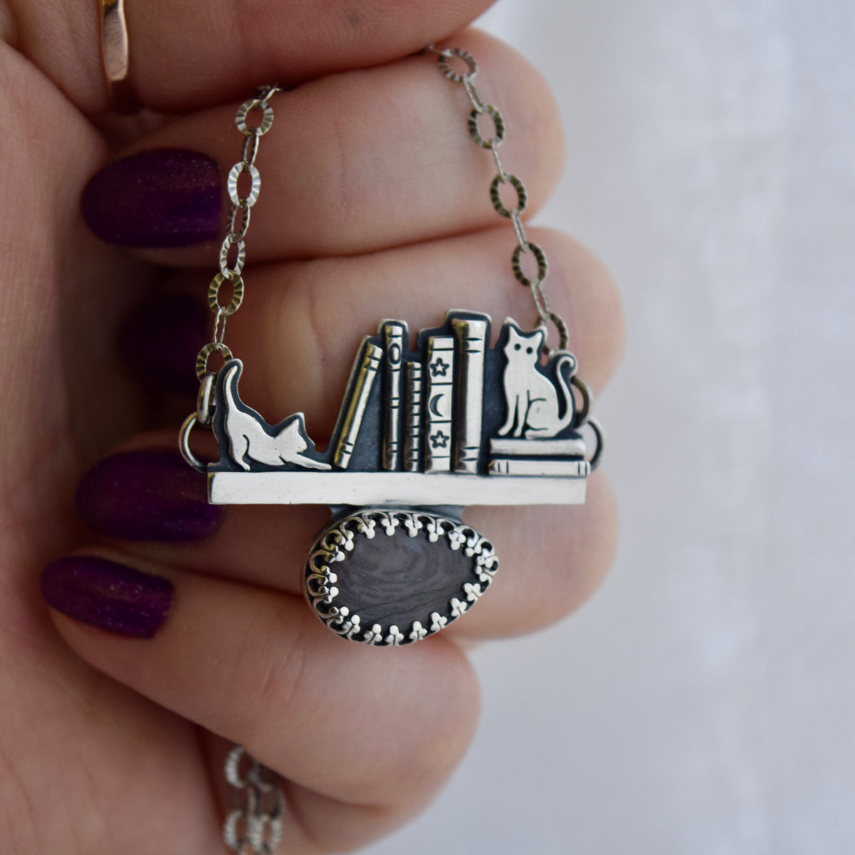 BookShelf Necklace with Hypersthene