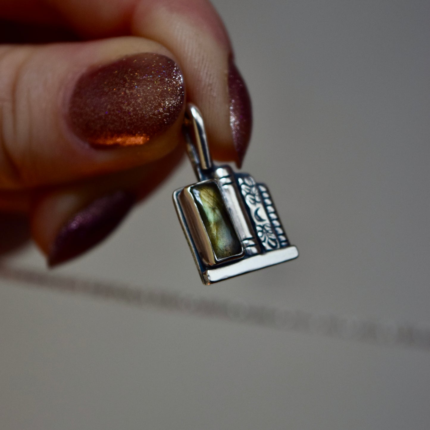 Bookshelf Necklace with Labradorite