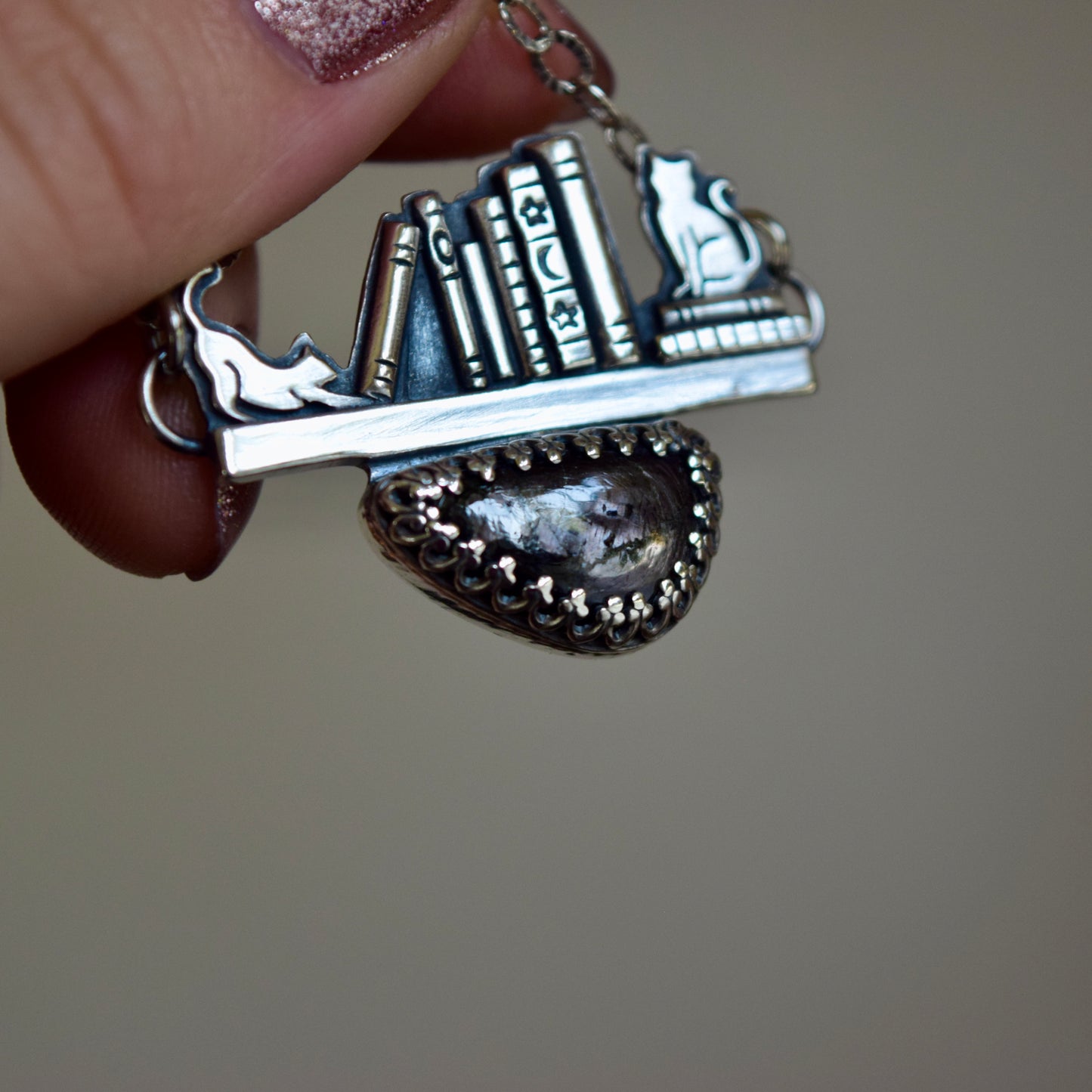 BookShelf Necklace with Hypersthene