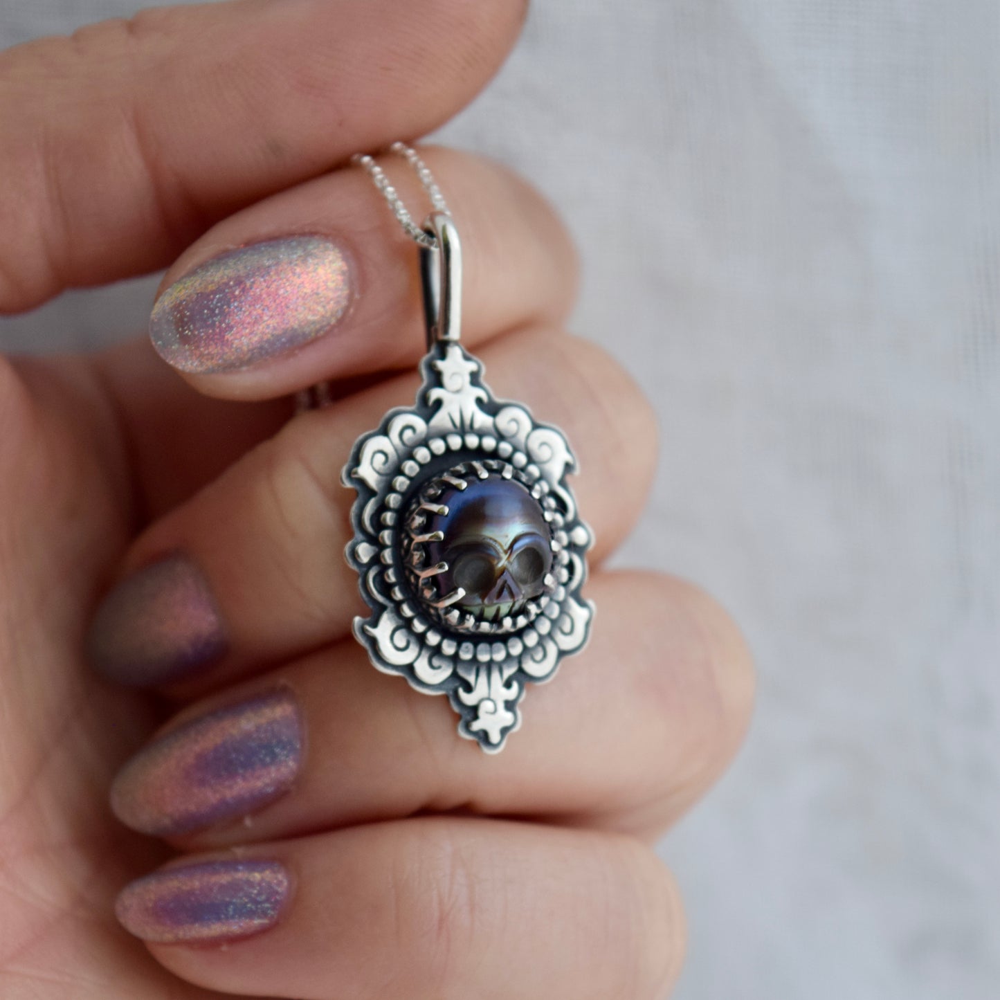 Carved Black Freshwater Pearl Cameo