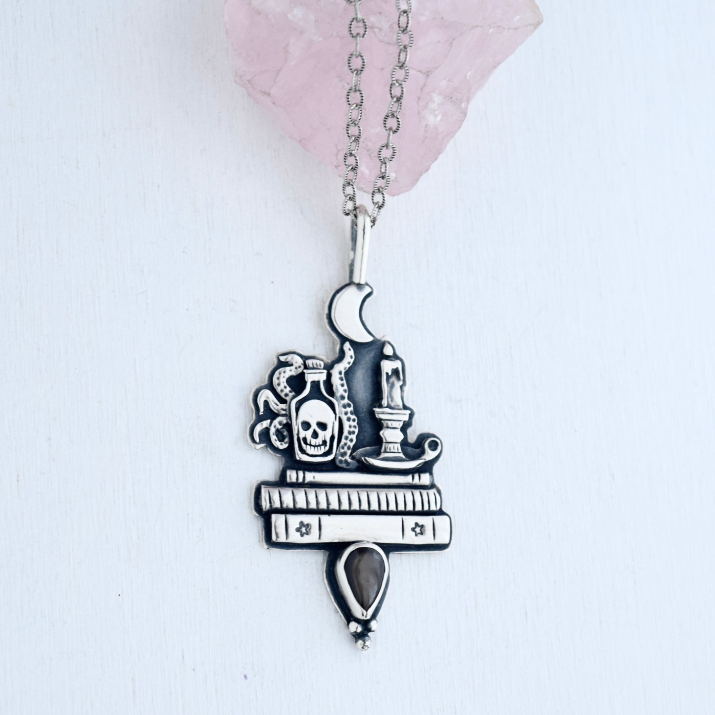 Midnight Reading Necklace with Black Star Sapphire