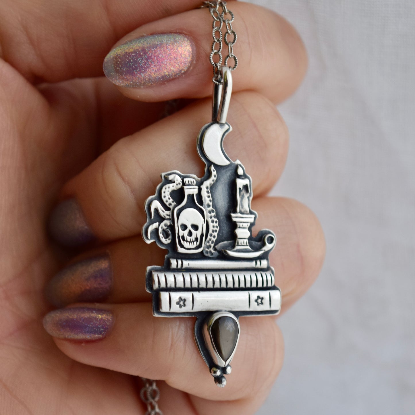 Midnight Reading Necklace with Black Star Sapphire