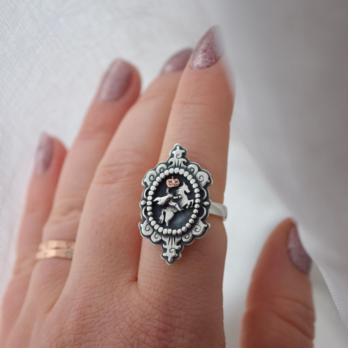 Headless Horseman Cameo Ring Size 6