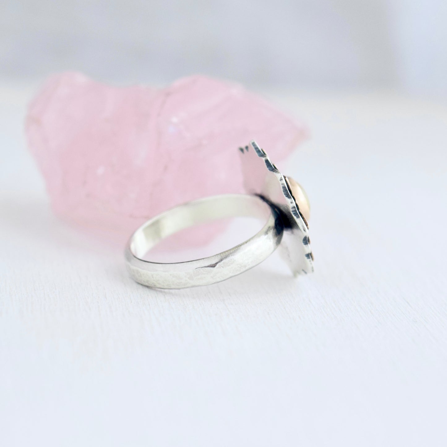 Sunflower Ring with Bronze, Gold Fill, and Golden Rutilated Quartz size 7
