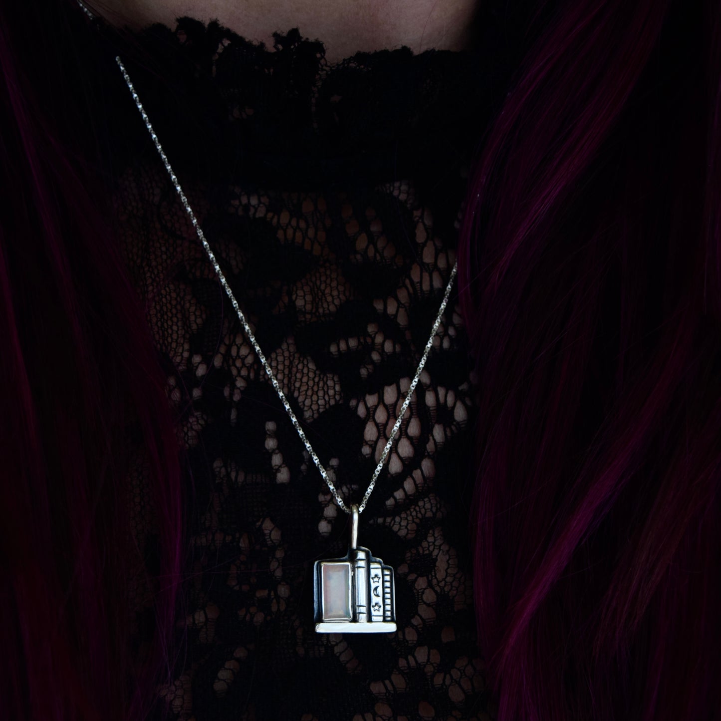 Bookshelf Necklace with Ethiopian Opal