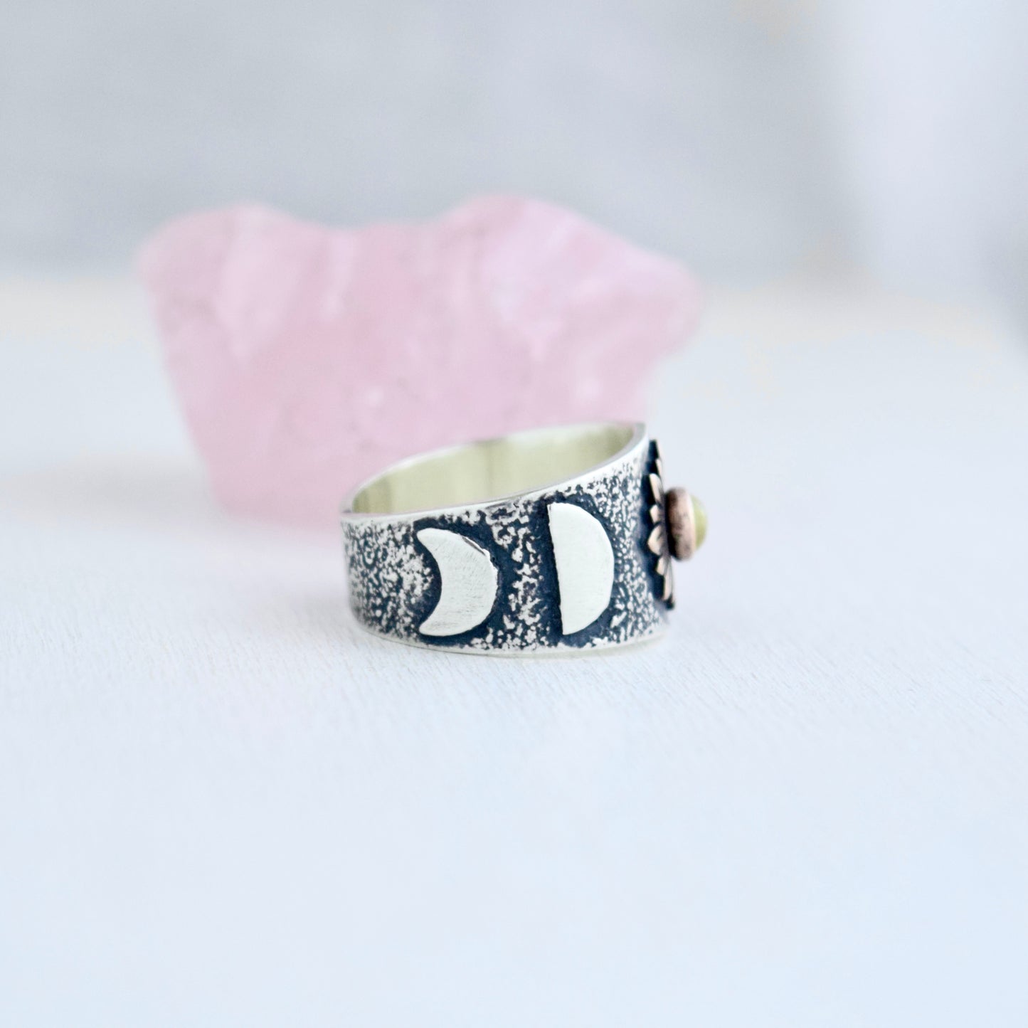 Sunflower Phase Ring with Bronze, Gold Fill, and Golden Rutilated Quartz size 5.75/6