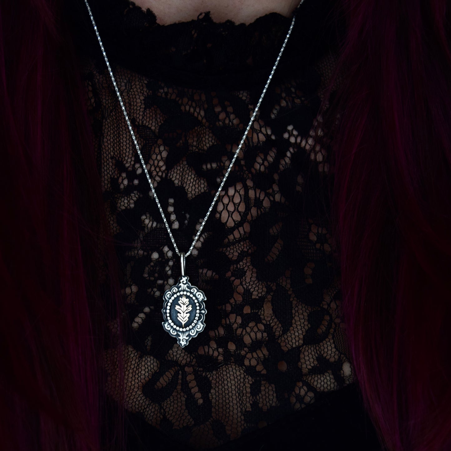 Oak Leaf Cameo Necklace with Gold Fill