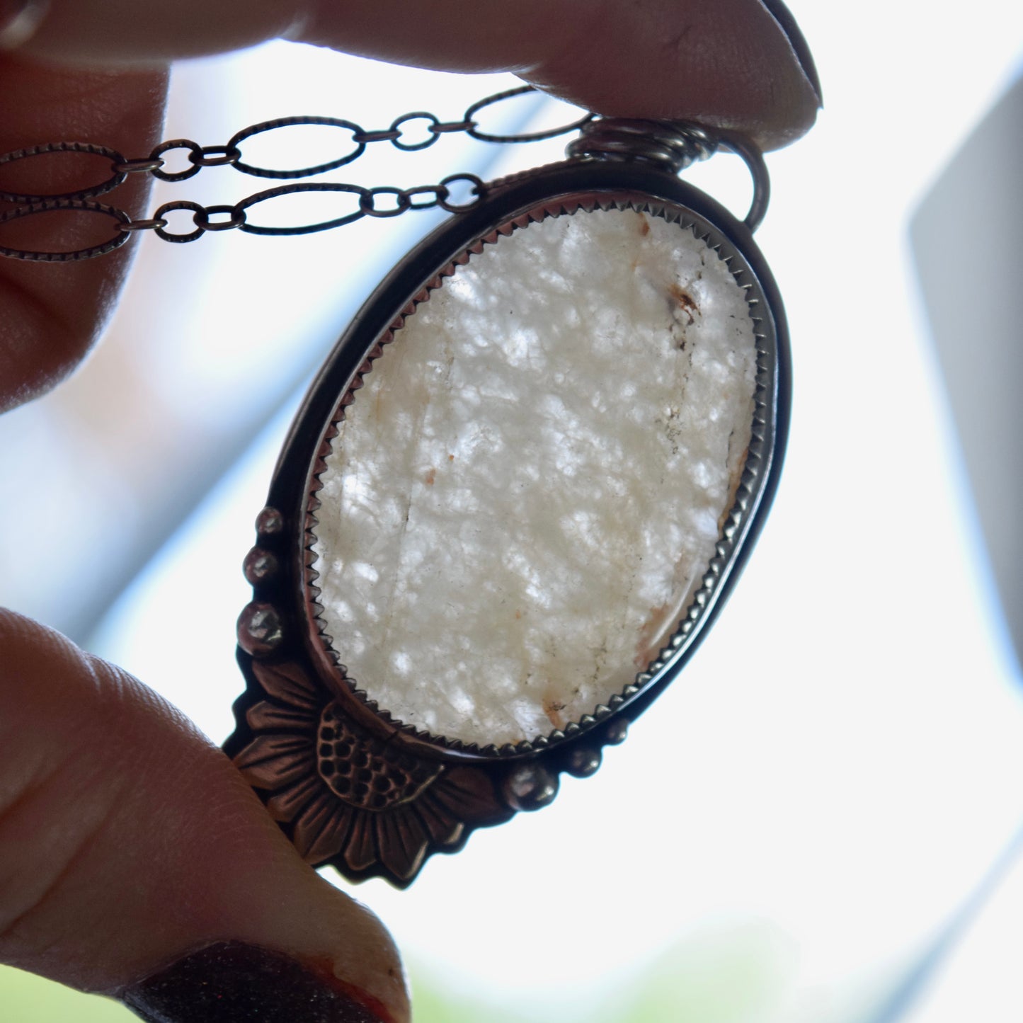 Turn Towards the Sun Worry Stone Pendant with Yellow Quartz and Bronze