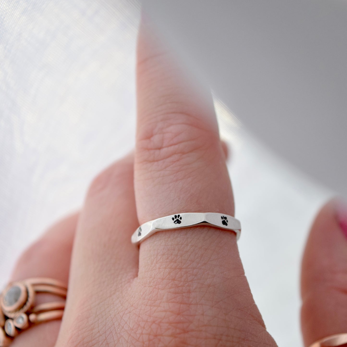 Stamped Paw Print Ring