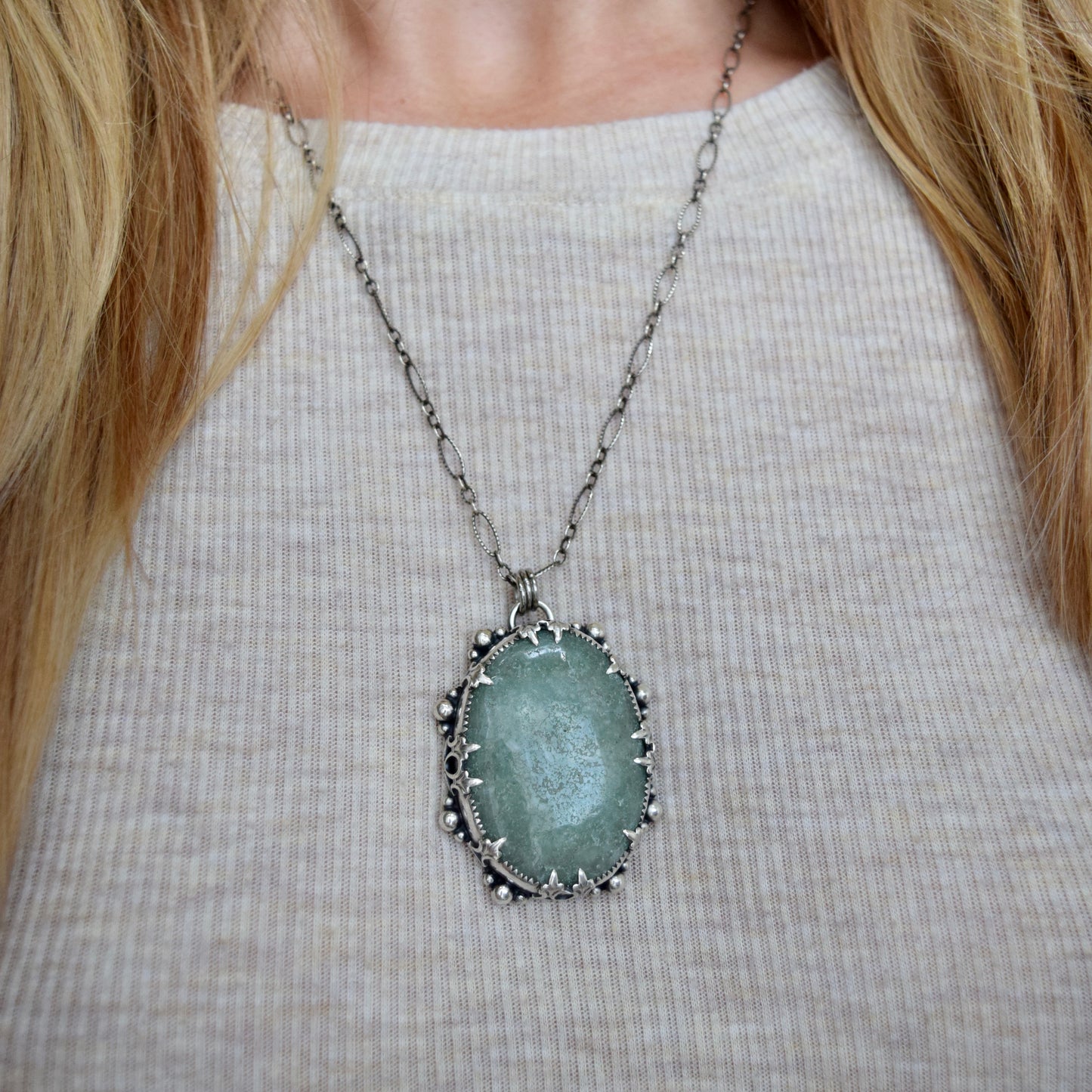 Turn Towards the Sun Worry Stone Pendant with Aventurine