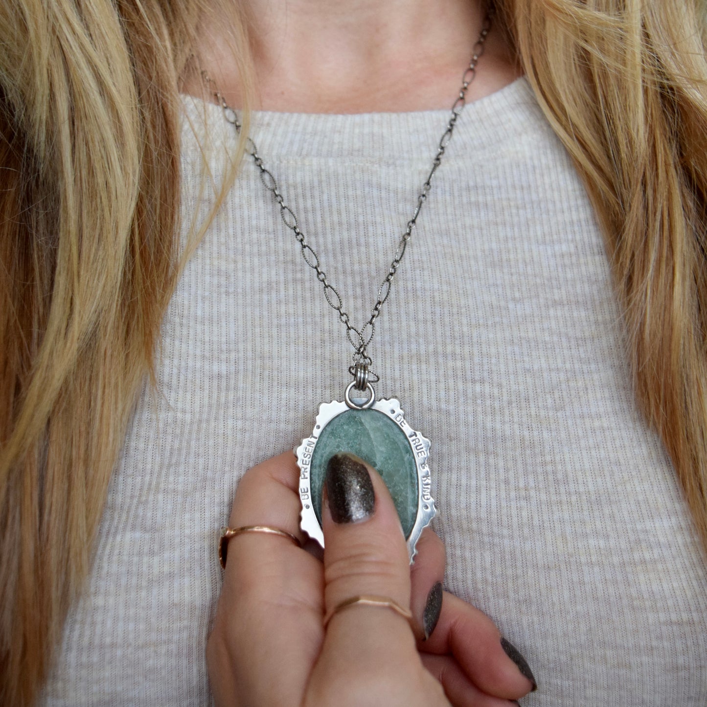 Turn Towards the Sun Worry Stone Pendant with Aventurine