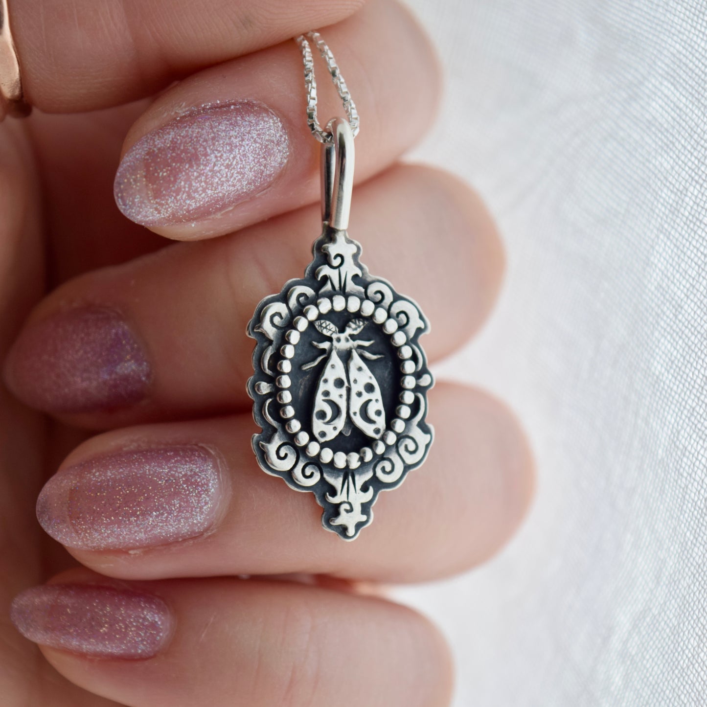 Celestial Moth Cameo Necklace