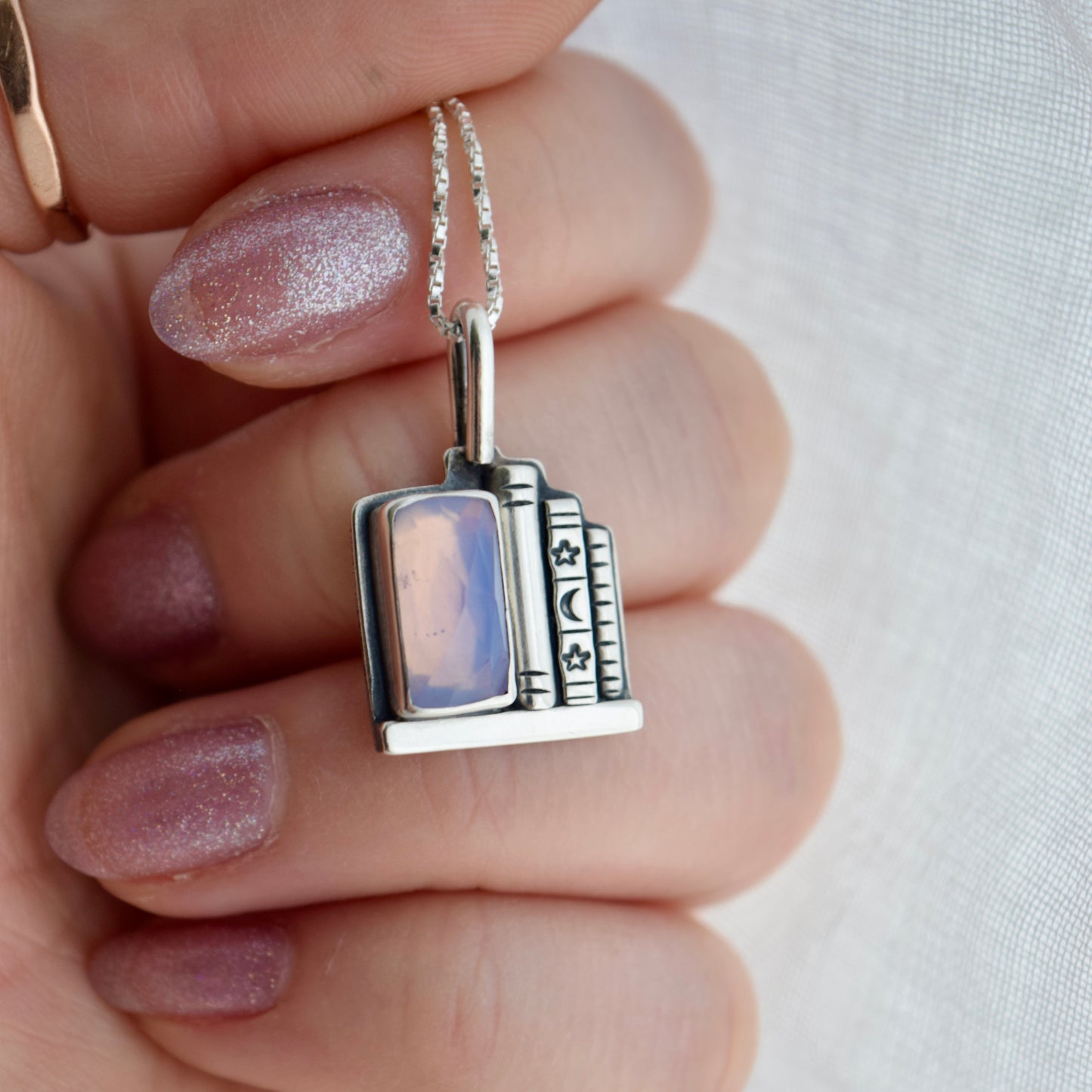 Bookshelf Necklace with Lavender Quartz