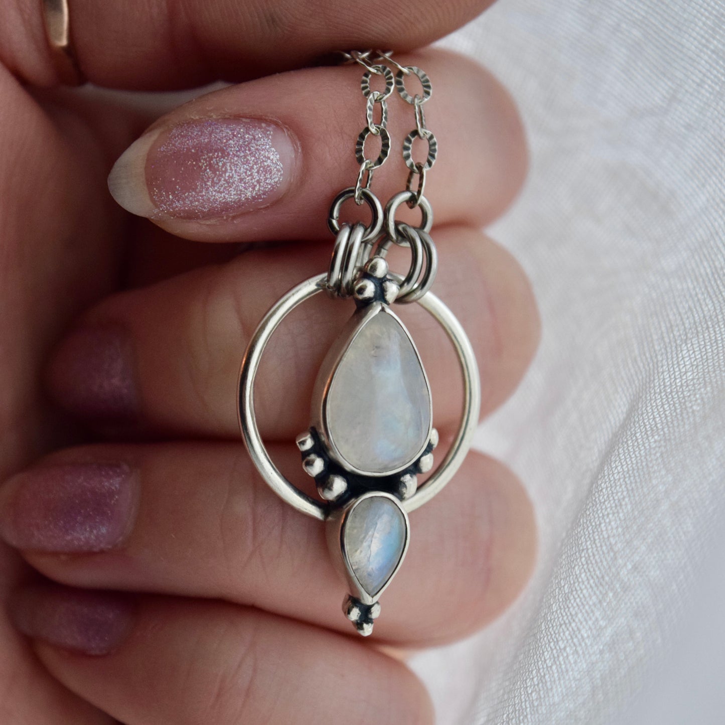 Pendulum Pendant with Rainbow Moonstone